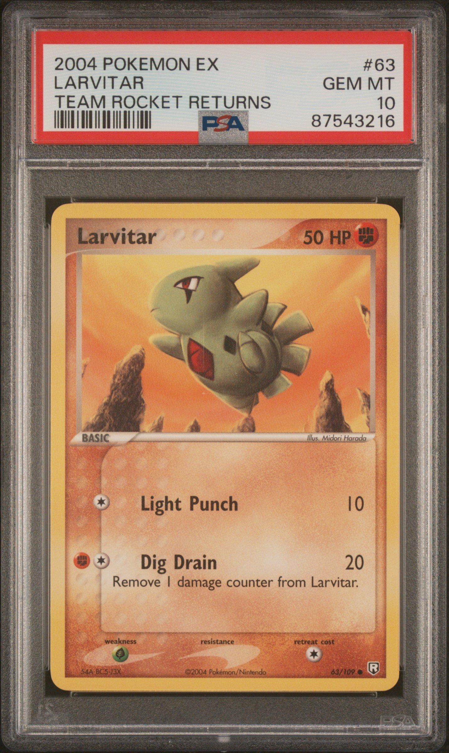 larvitar pokemon card (87/123) [Mysterious Treasures]  Plug 1 Attack 1 Pokemon Trading Card Game Sun