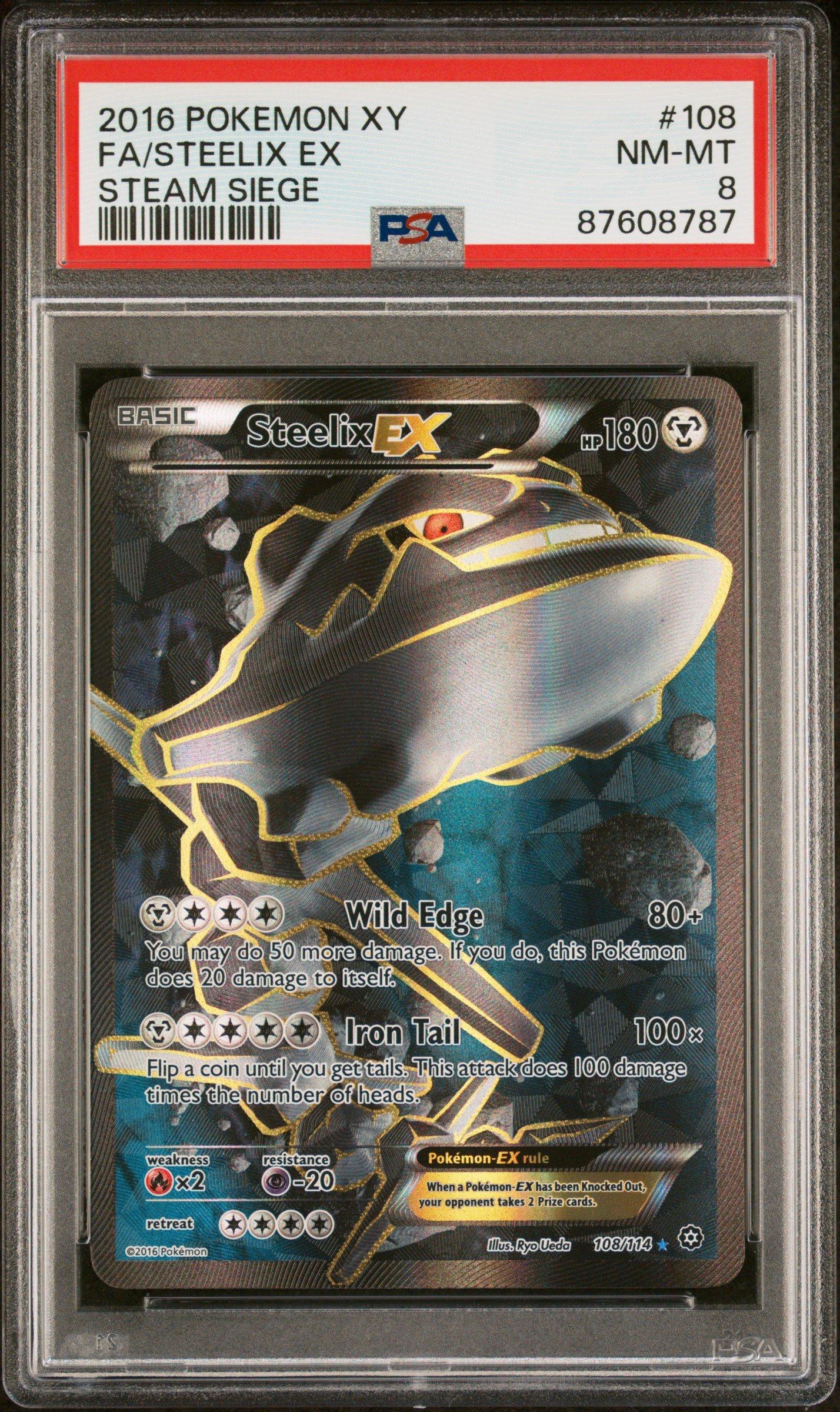 2016 Pokemon Xy Steam Siege 108 Full Art/steelix Ex PSA 8 Graded