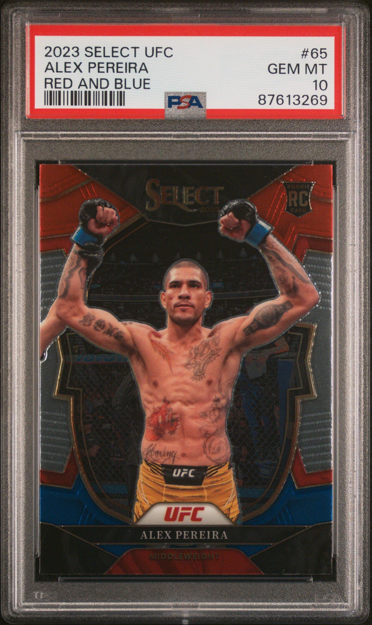 ufc graded cards 2023 Panini Select Ufc 65 Alex Pereira Red And Blue PSA 10