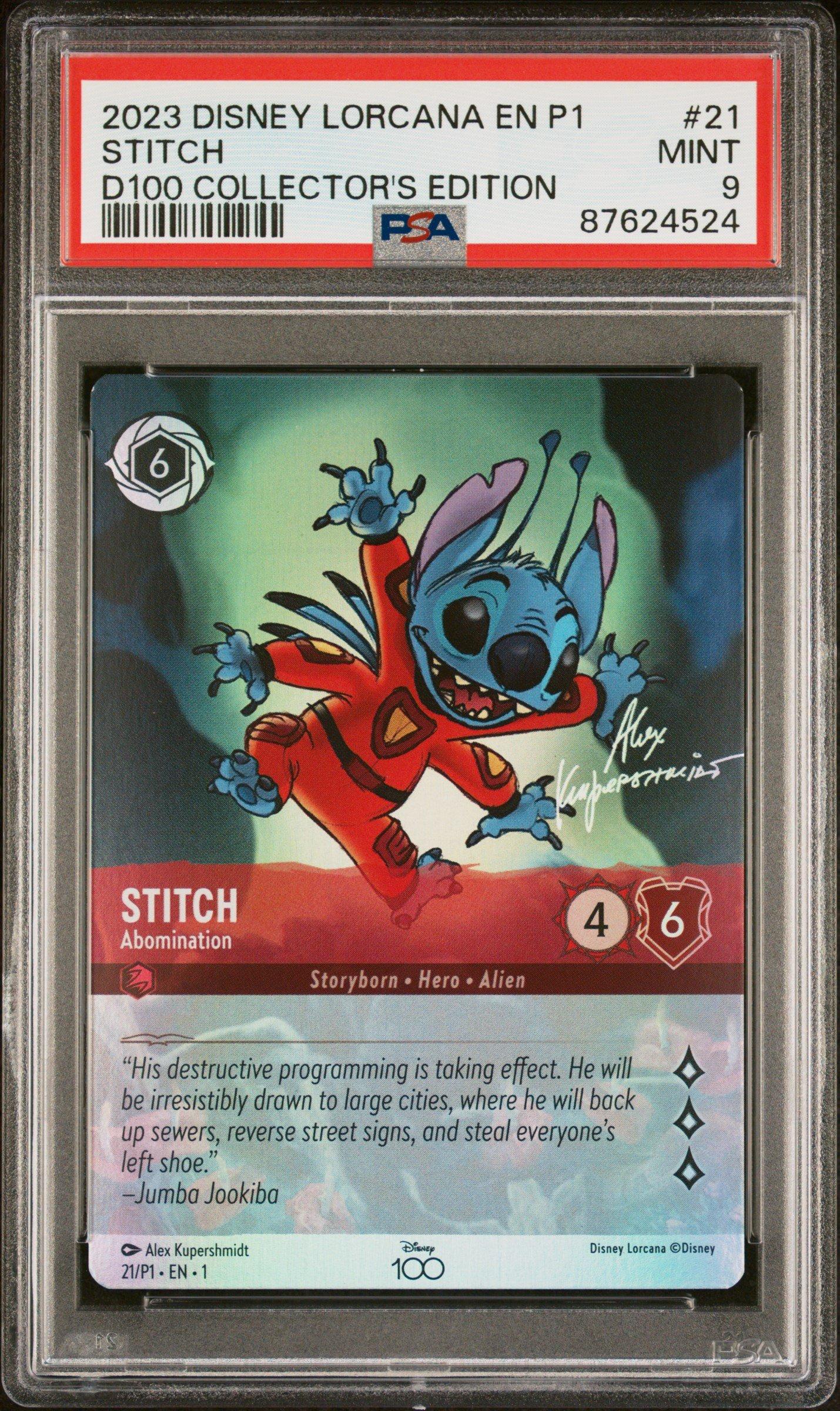 Disney Lorcana スティッチ D100 PSA 9 2023 Disney Lorcana En P1-promo 21 Stitch - Abomination Disney100
