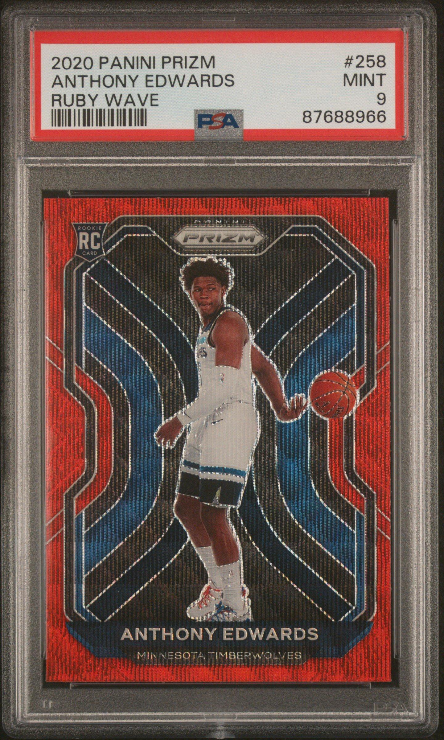 2020 Panini Prizm 258 Anthony Edwards Ruby Wave PSA 9