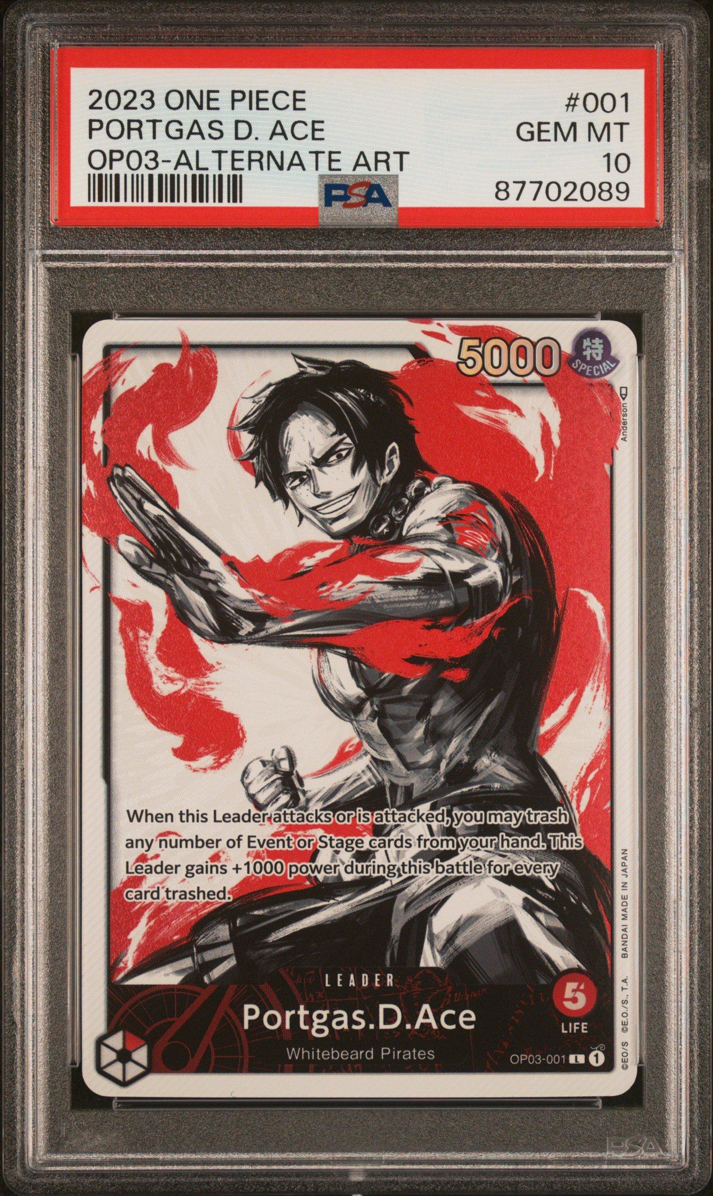 2023 One Piece Op03-pillars Of Strength 001 Portgas D. Ace Alternate Art PSA 10
