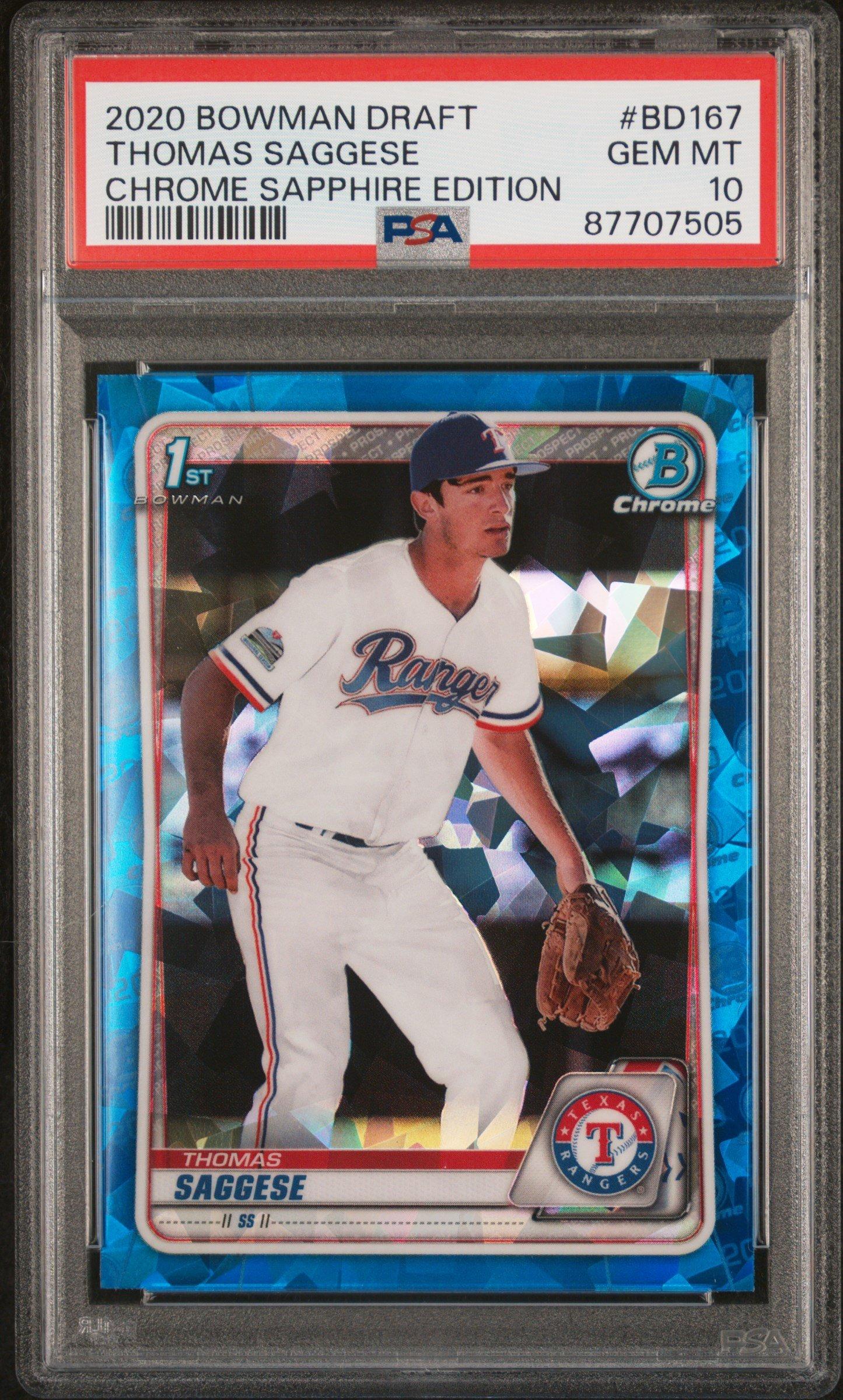 2020 Bowman Draft Chrome Sapphire Edition Bd167 Thomas Saggese PSA 10