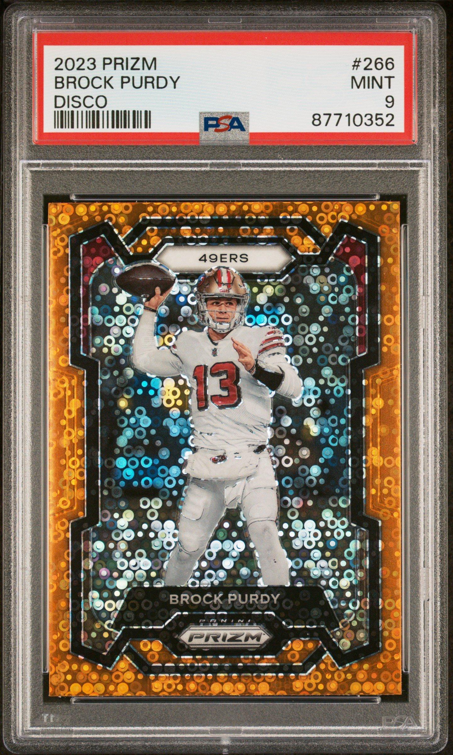 2023 Panini Prizm 266 Brock Purdy Disco Prizm PSA