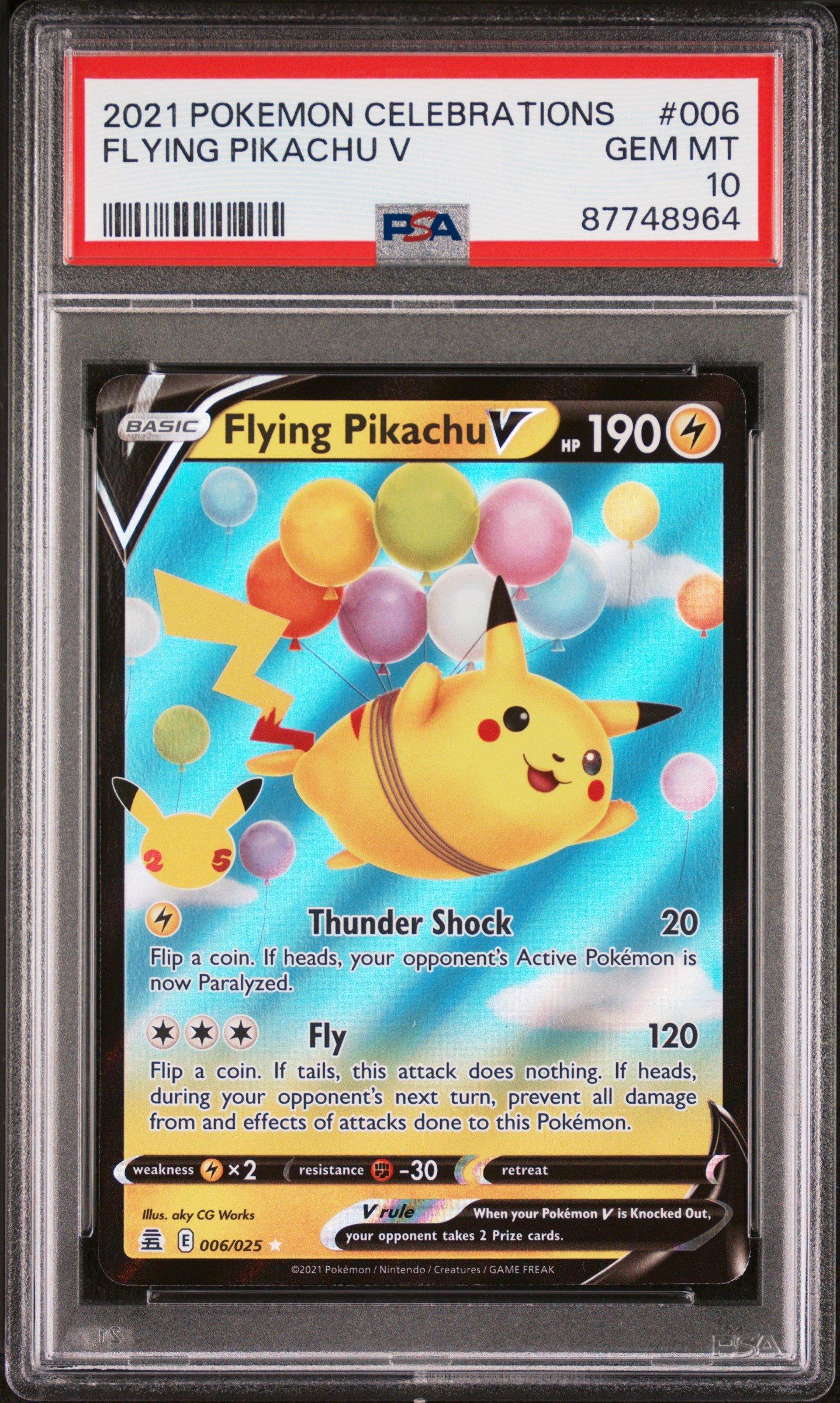 2021 Pokemon Celebrations 006 Flying Pikachu V PSA 10 Graded Card