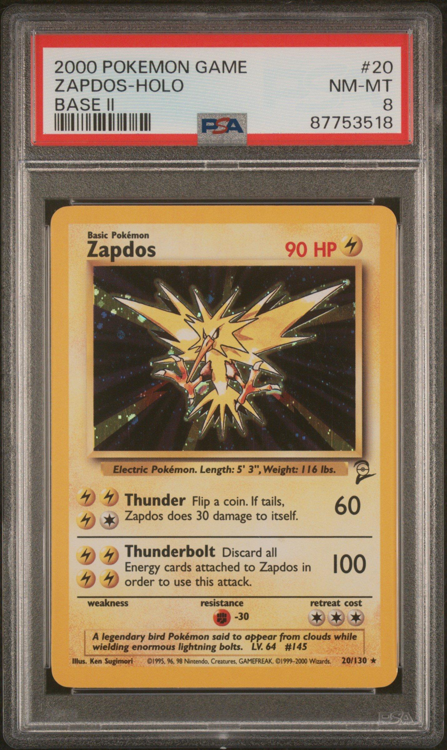 2000 Pokemon Game Base Ii 20 Zapdos PSA 8