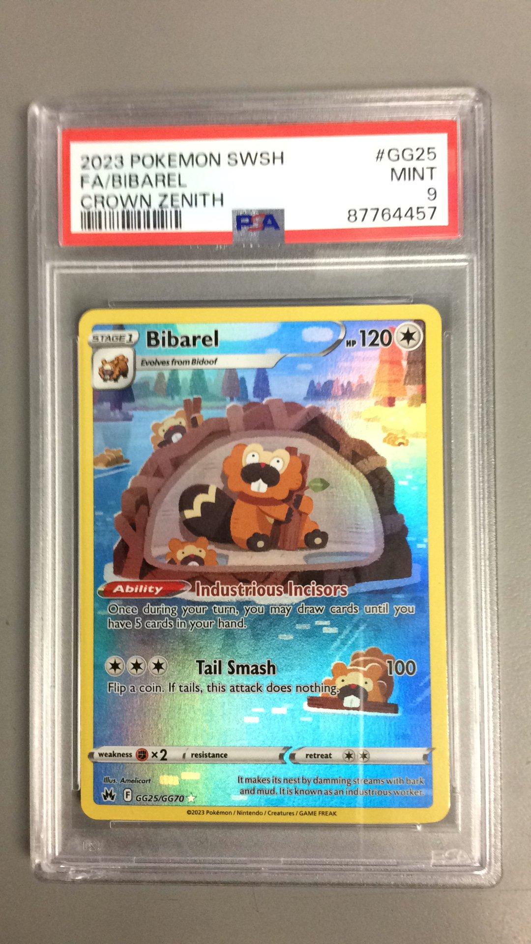 2023 Pokemon Sword And Shield Crown Zenith Gg25 Full Art/bibarel PSA 9 ...