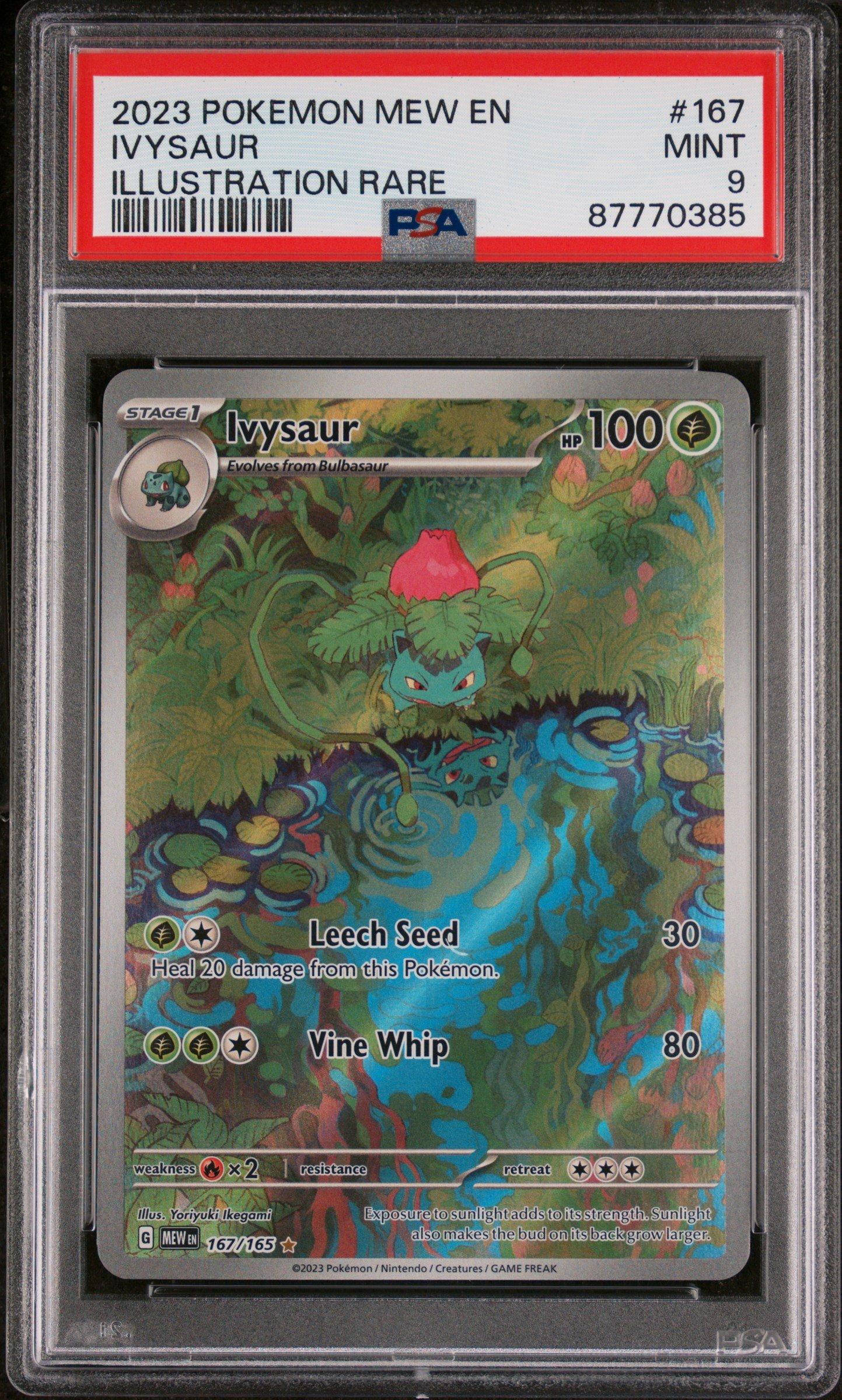 2023 Pokemon Mew En-151 167 Ivysaur Illustration Rare PSA 9 Graded