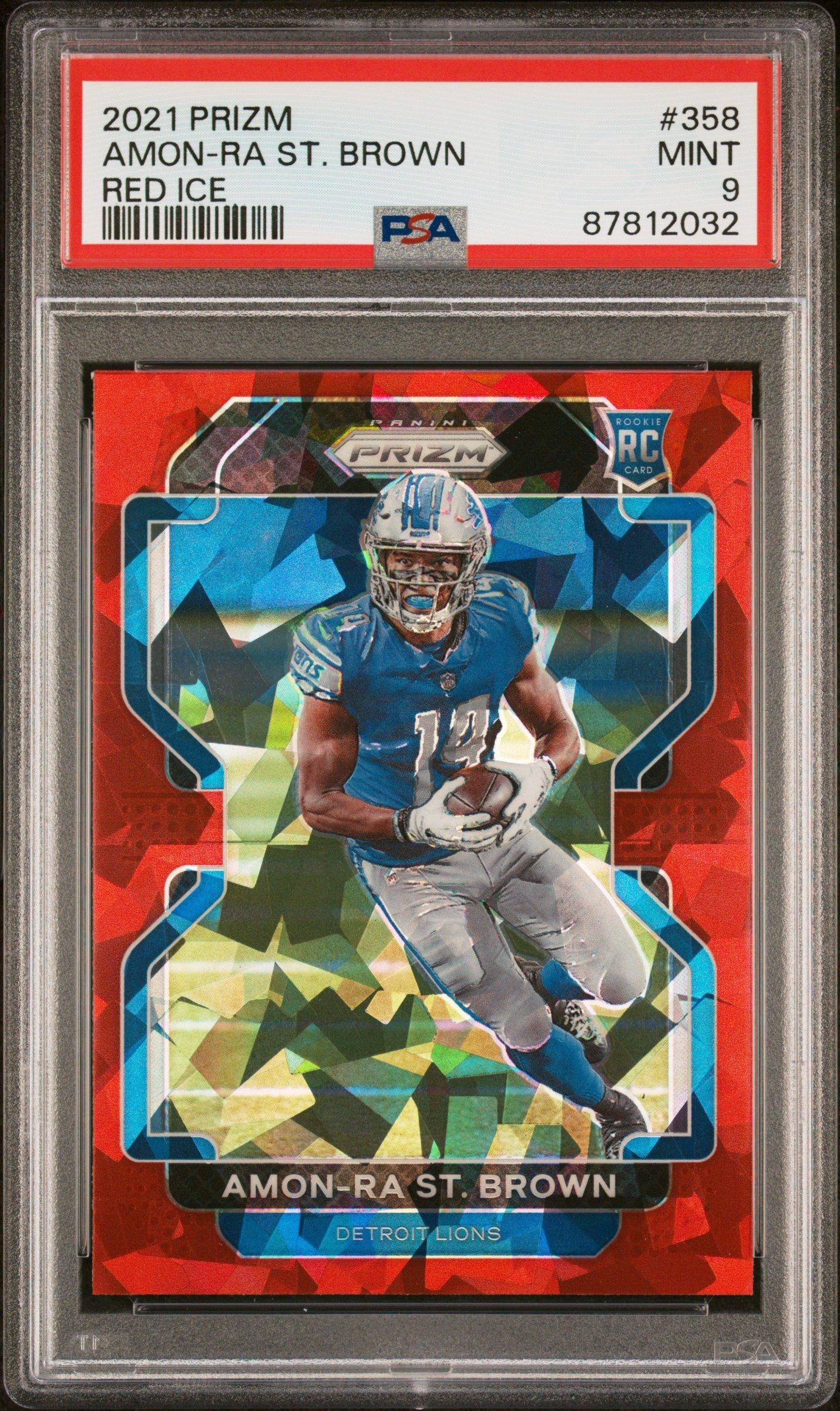 2021 Panini Prizm 358 Amon-ra St. Brown Red Ice PSA 9
