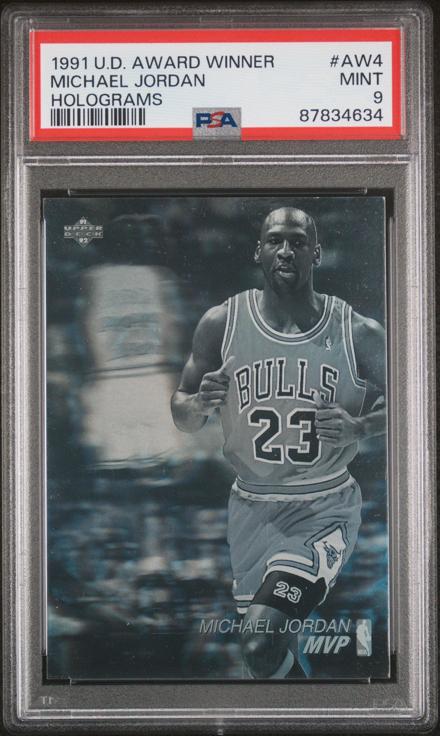 1991 Upper Deck Award Winner Hologram Aw4 Michael Jordan PSA 9