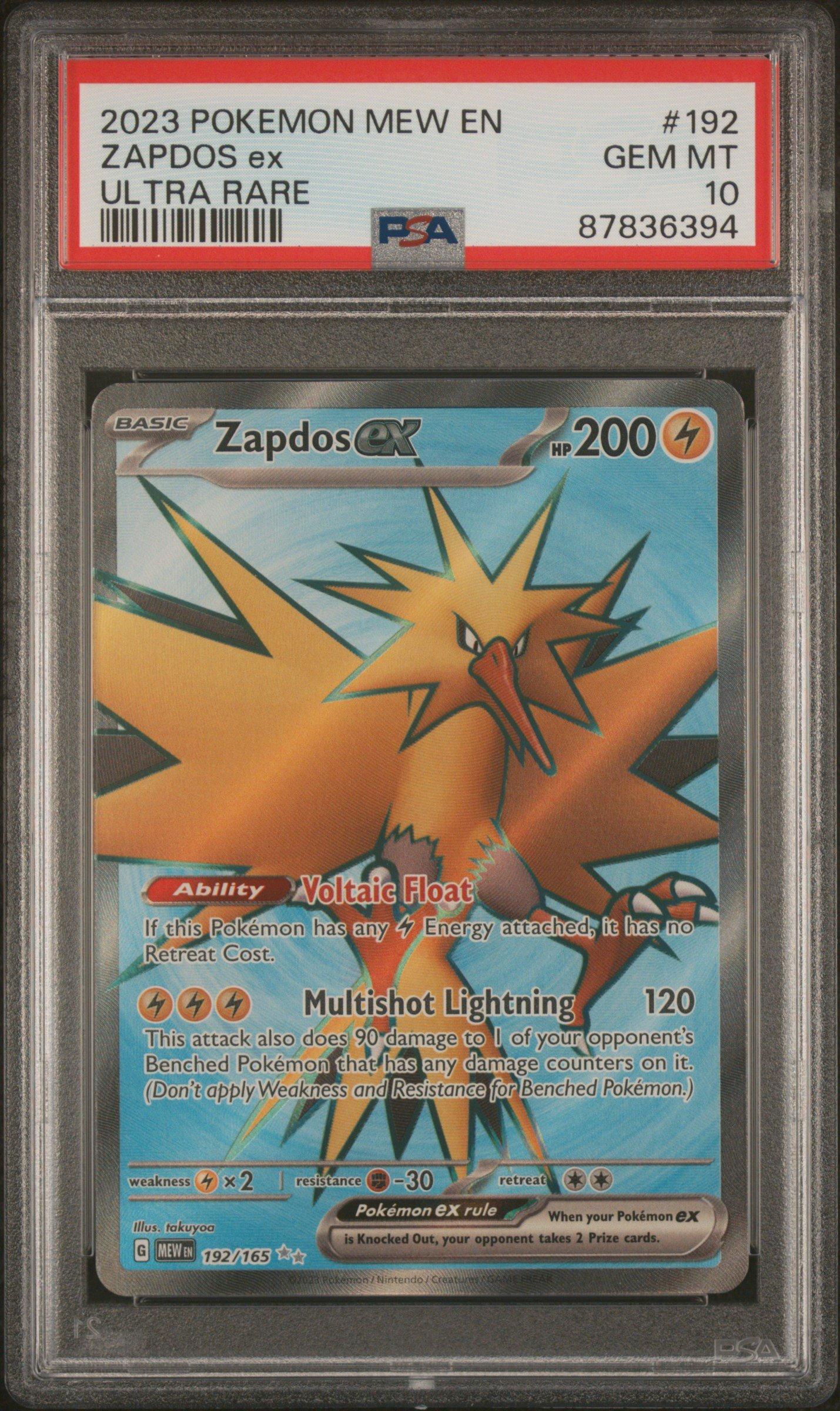 2023 Pokemon Mew En-151 192 Zapdos Ex PSA 10