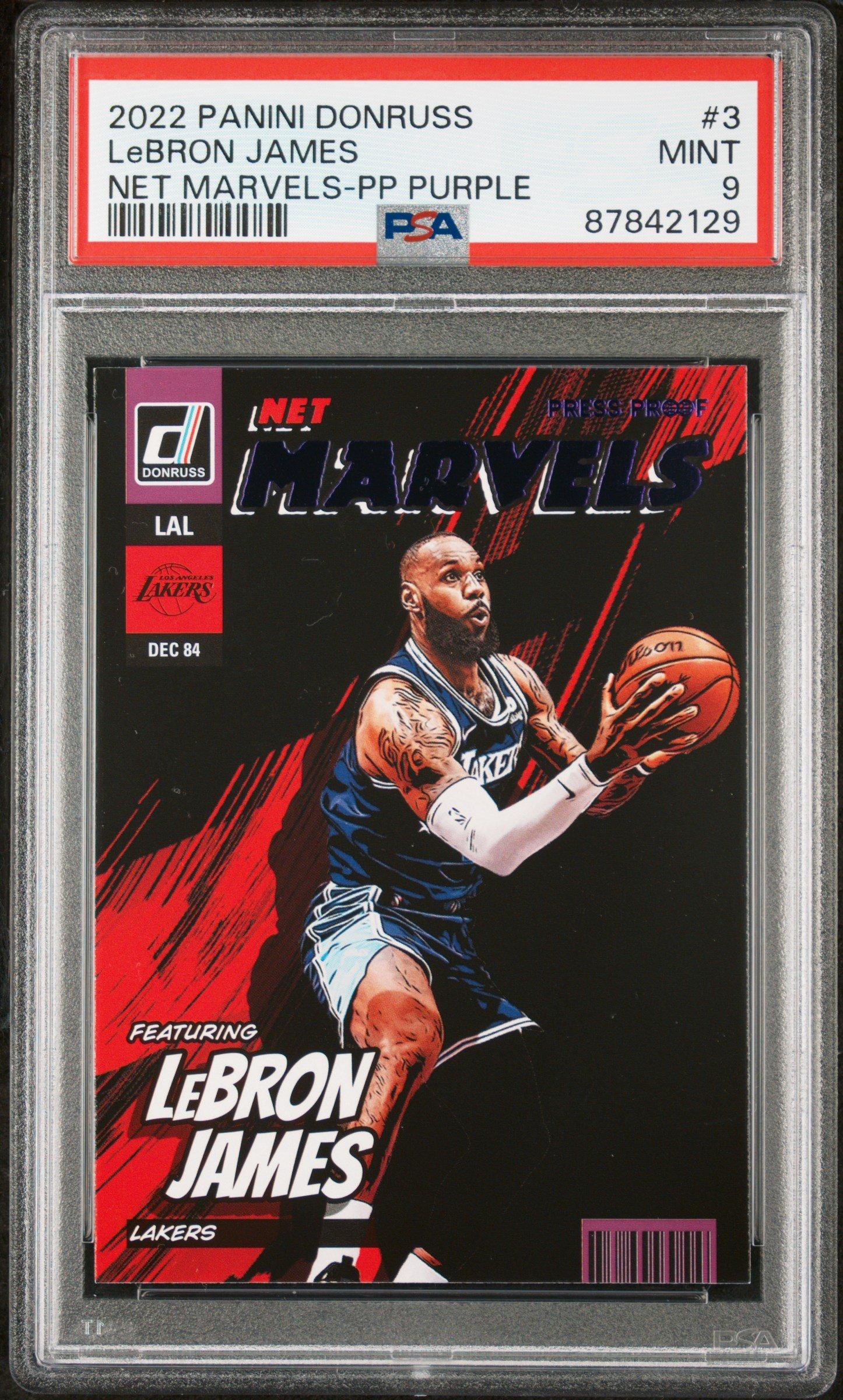 2022 Panini Donruss Net Marvels 3 Lebron James Press Proof Purple 