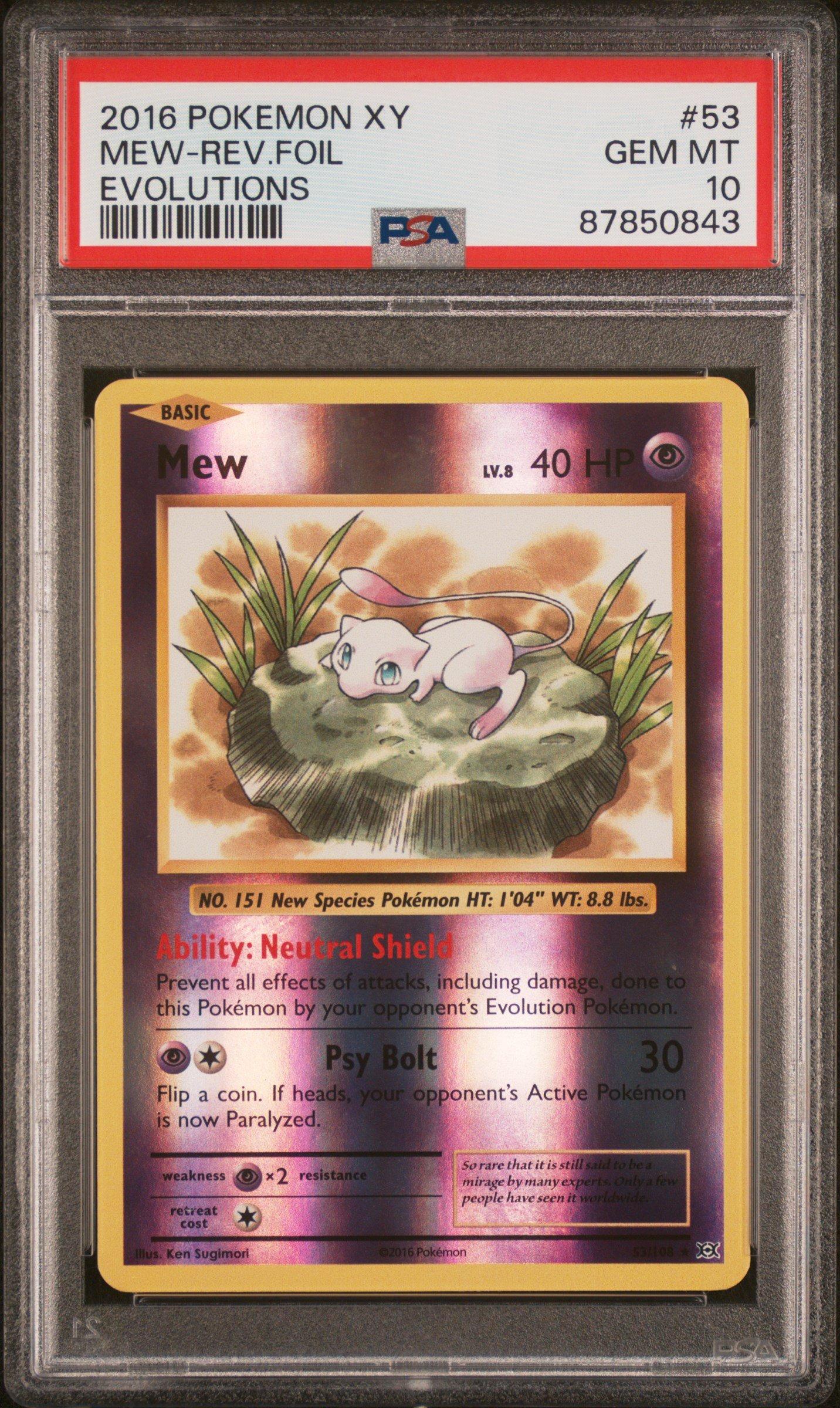 2016 Pokemon Xy Evolutions 53 Mew-reverse Foil PSA 10 Graded Card