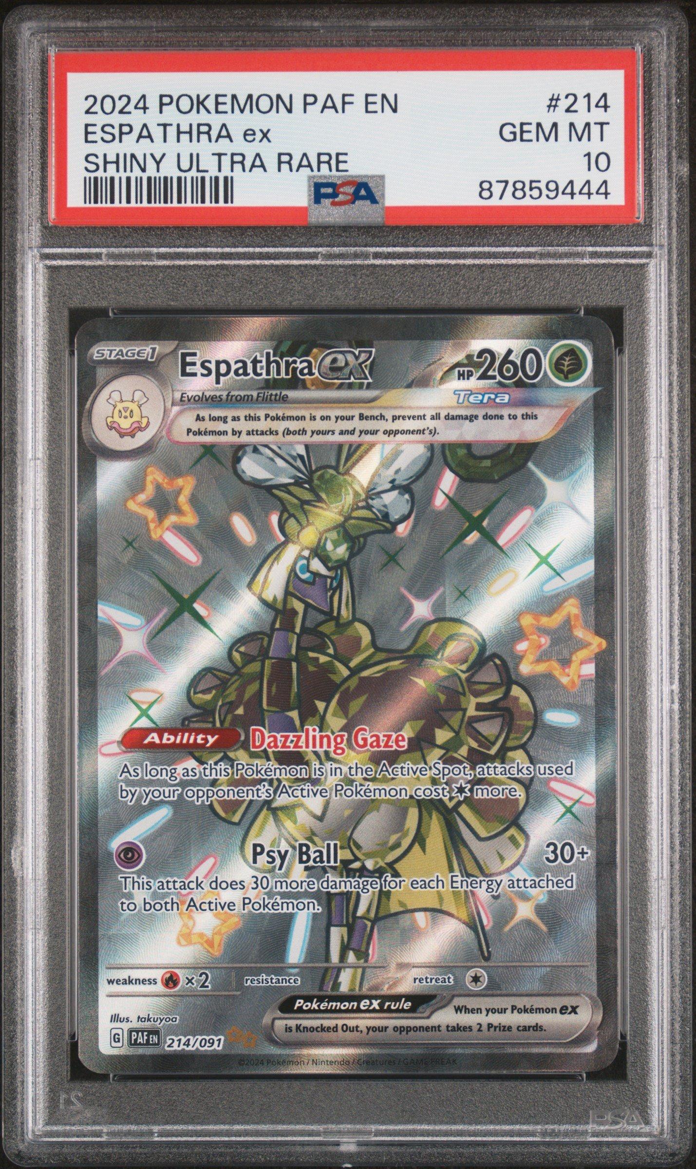 2024 Pokemon Paf En-paldean Fates 214 Espathra Ex Shiny Ultra Rare PSA