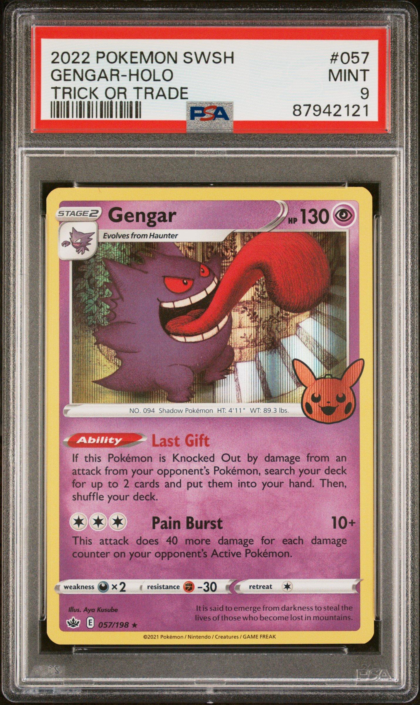 2021 Pokemon Sword & Shield Chilling Reign 057 Gengar-holo Trick Or Trade  2022 PSA 9 Graded Card | GameStop
