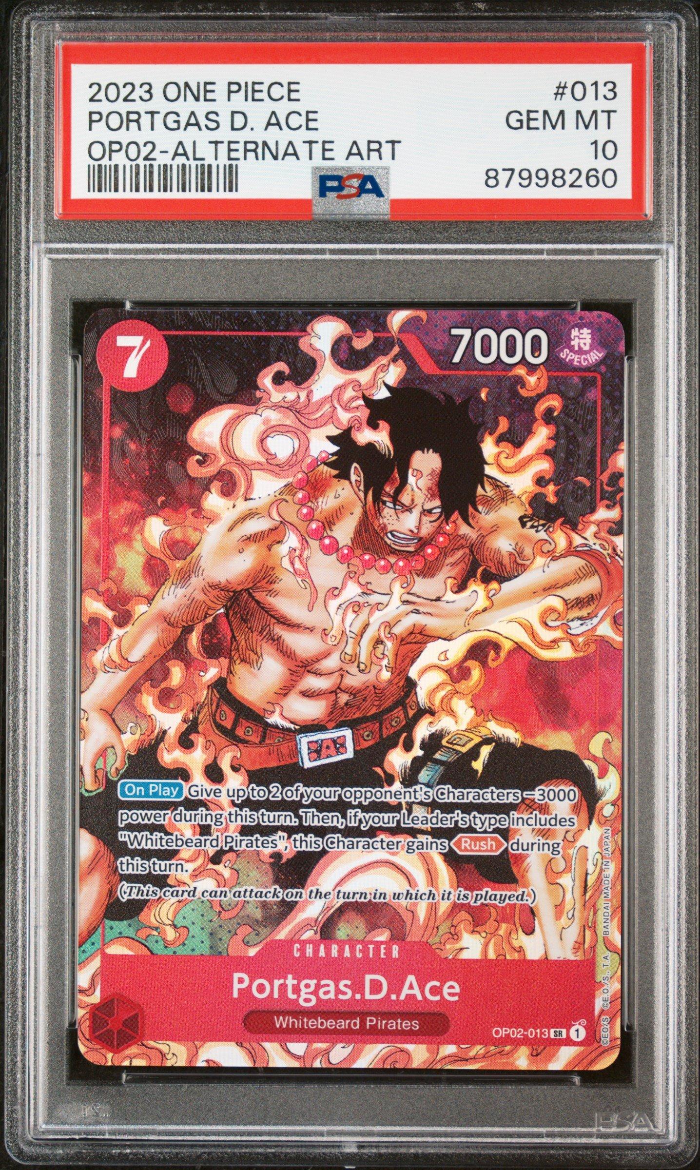 【グリザイア】救護の虎 タイガ psa10 PSA 10 ONE PIECE Card Paramount War Portgas D.Ace OP02-013
