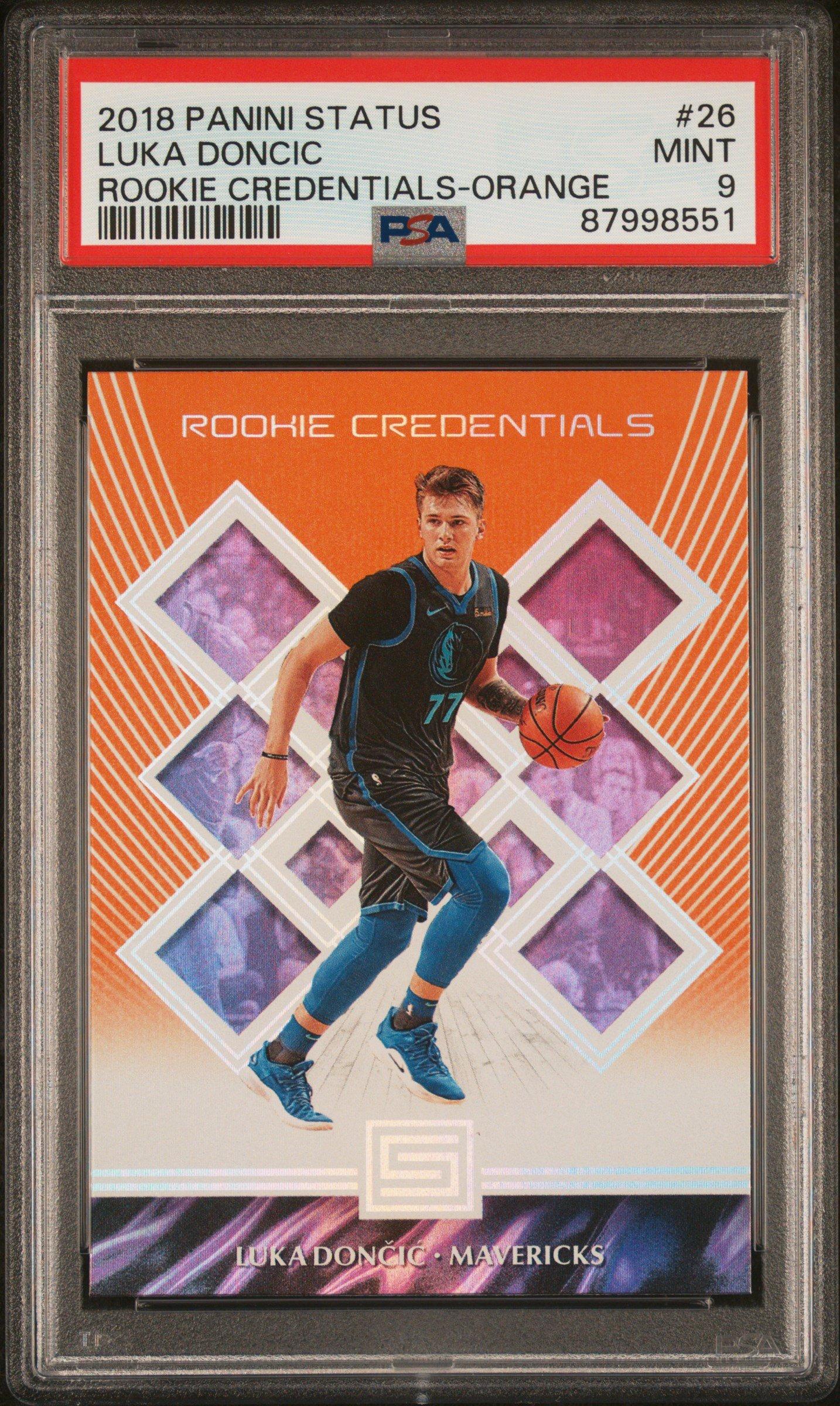 2018 Panini Status Rookie Credentials 26 Luka Doncic Orange PSA 9