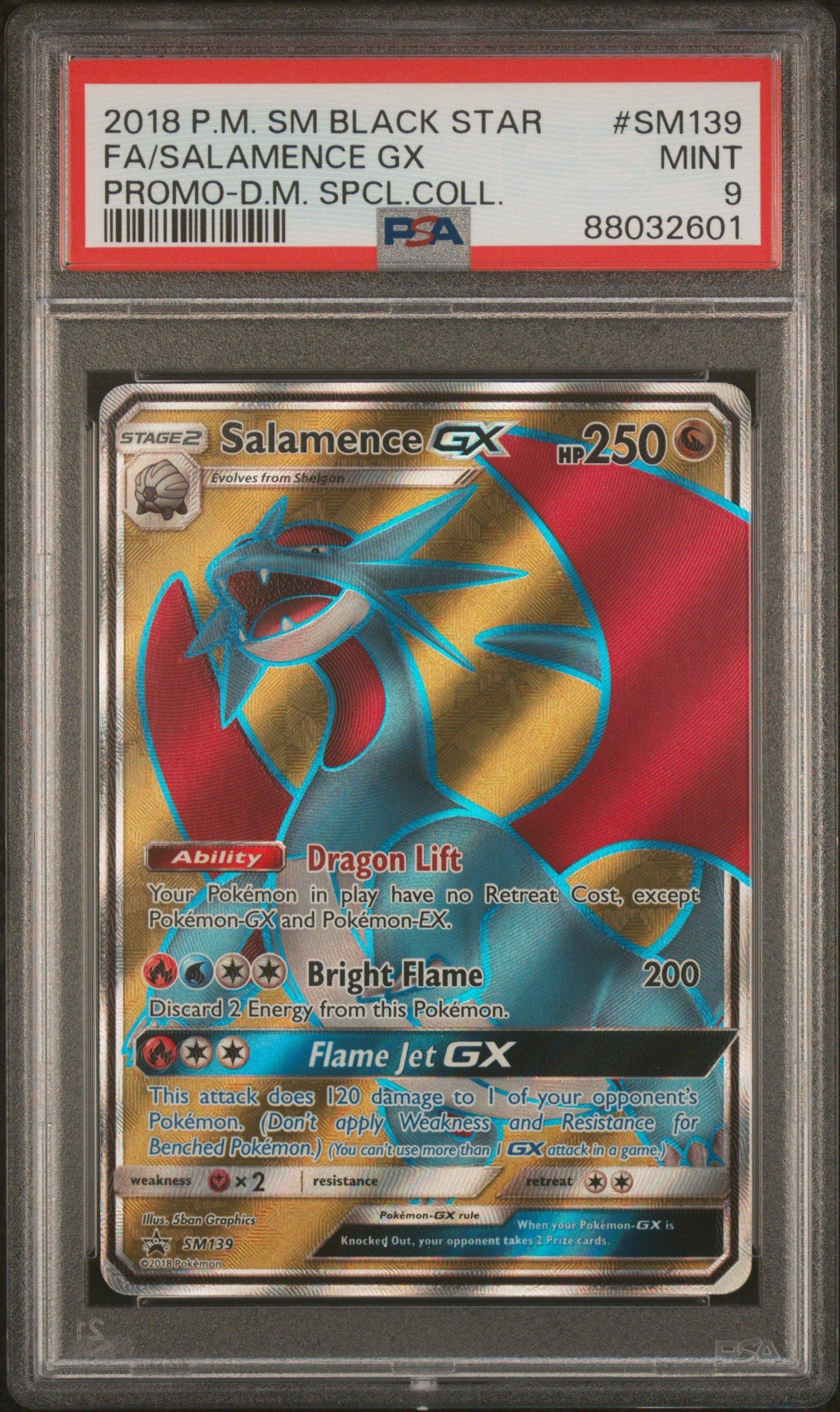 2018 Pokemon Sm Black Star Promo Sm139 Full Art/salamence Gx Dragon Majesty Special Collection PSA 9