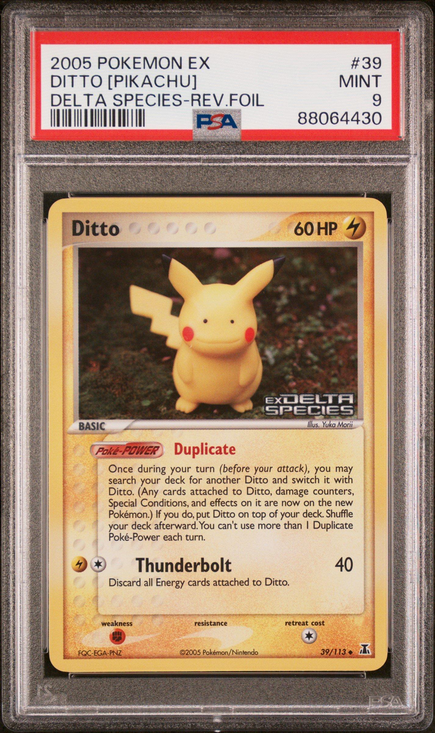 2005 Pokemon EX Delta Species 39 Ditto PikachuReverse Foil PSA 9