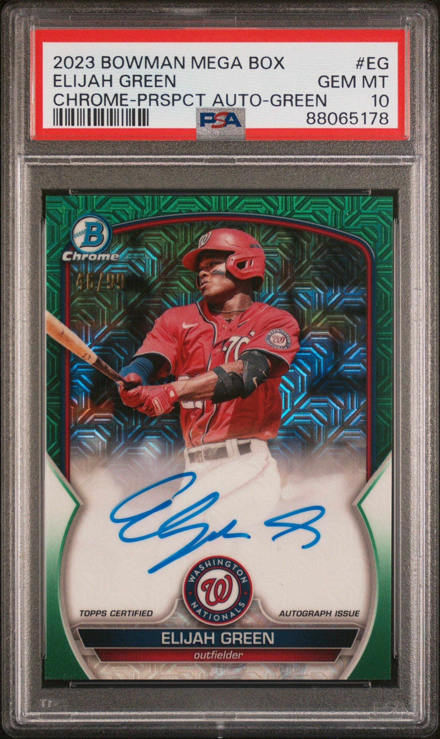 2023 Bowman Mega Box Chrome Prospect Autographs Eg Elijah Green Green PSA 10