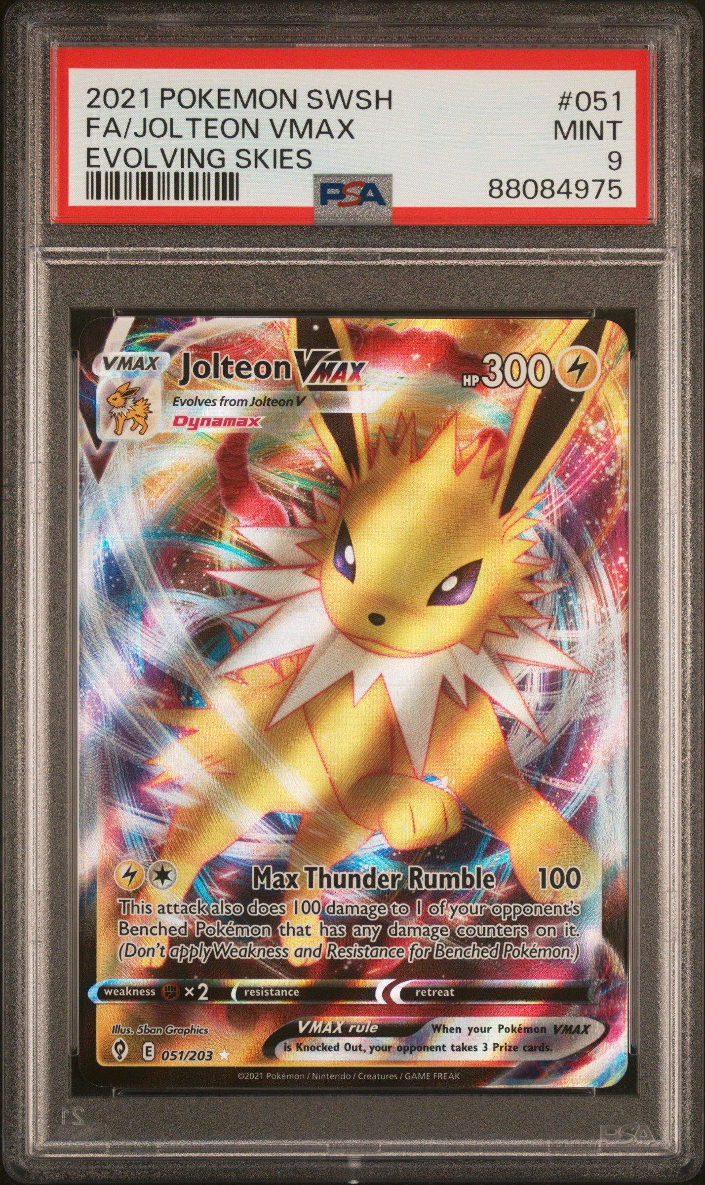 jolteon vmax pokemon card 2021 Pokemon SWSH Evolving Skies Jolteon VMAX 051/203 - Full Art - PSA 10