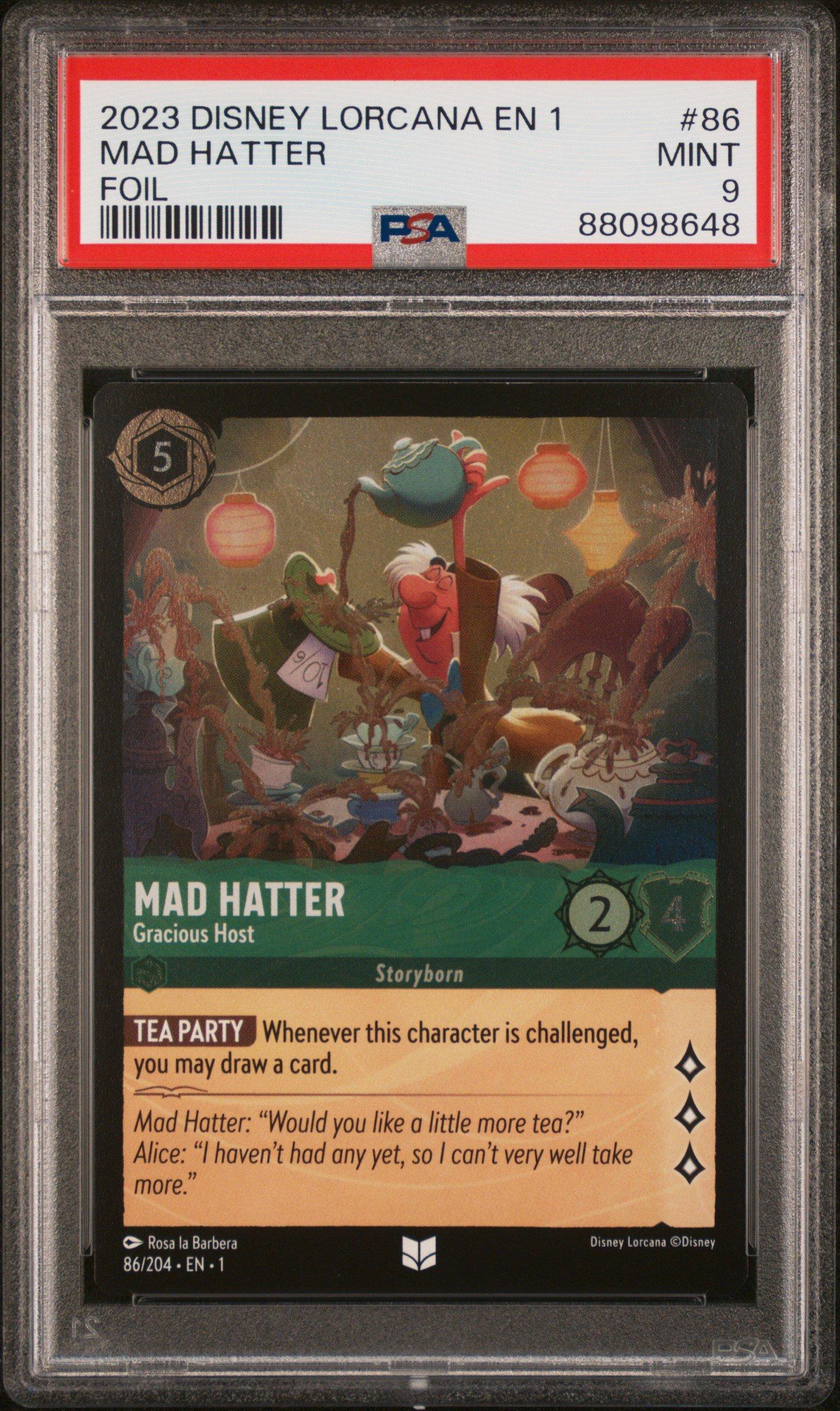 2023 Disney Lorcana En 1-the First Chapter 86 Mad Hatter - Gracious Host Foil PSA 9