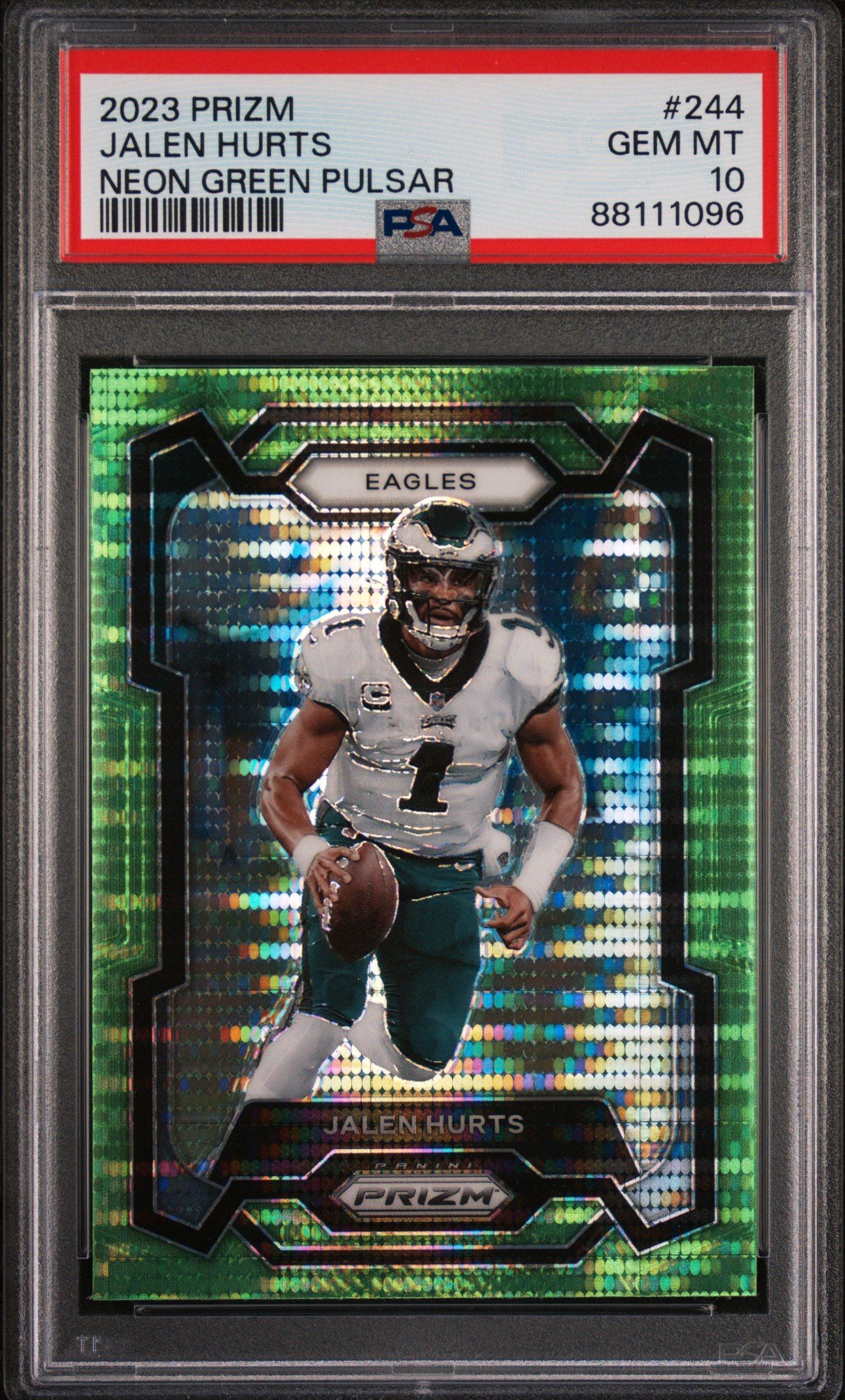 2023 Panini Prizm 244 Jalen Hurts Neon Green Pulsar PSA 10 Graded 
