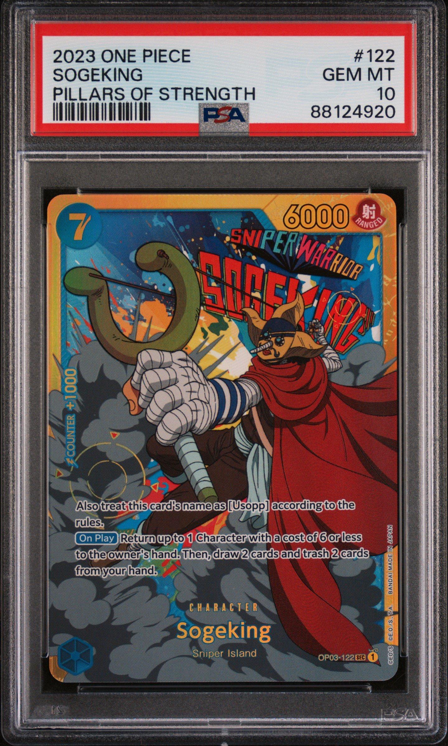 ワンピース カードゲーム 2023 ONE PIECE SOGEKING #122 GEM MT 10 2023 One Piece Op03-pillars Of Strength 122 Sogeking PSA 10 Graded