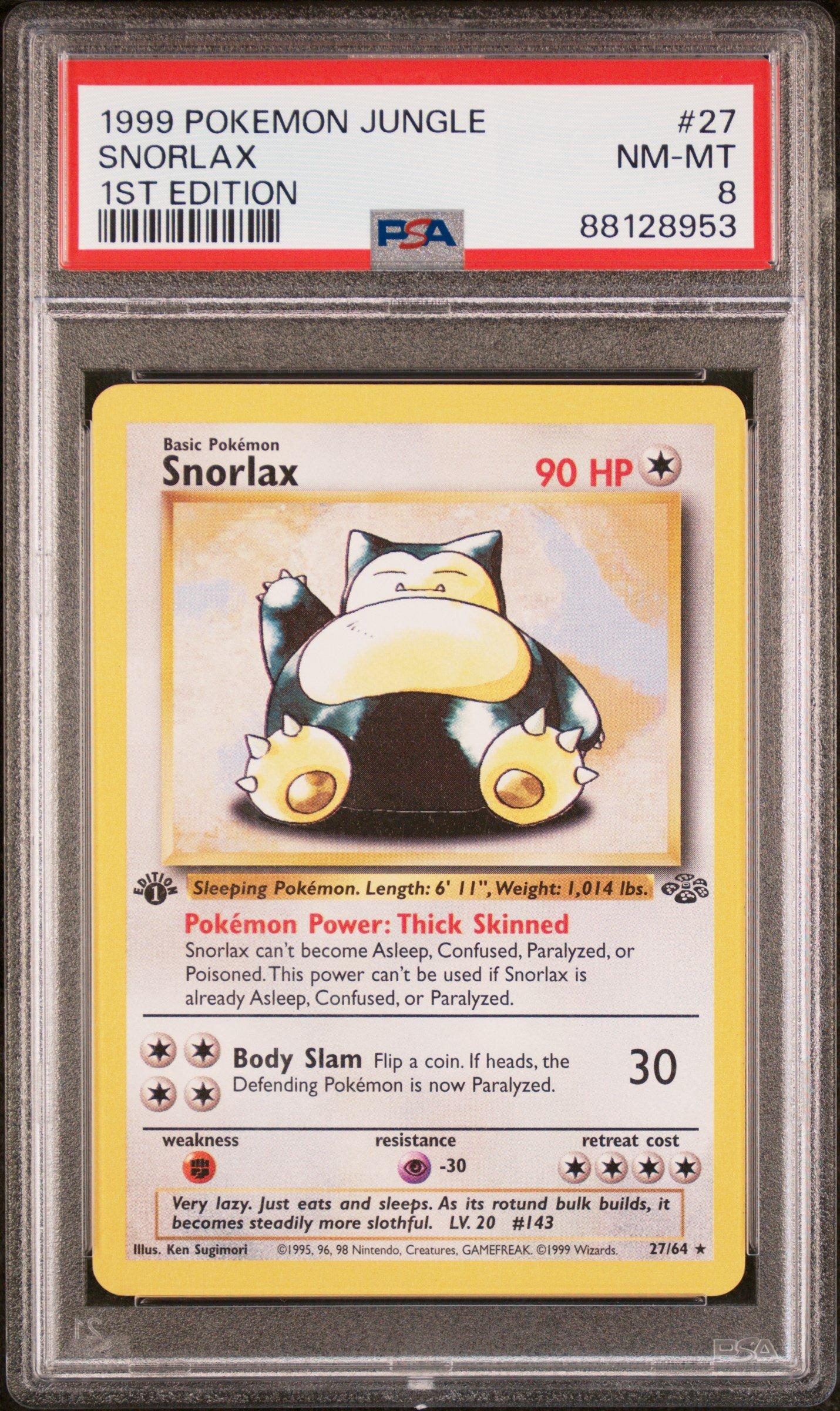 1999 Pokemon Jungle 27 Snorlax 1st Edition PSA