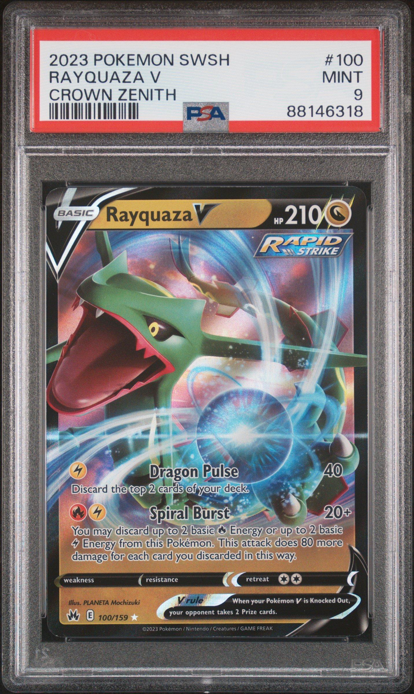 【⭐︎のの⭐︎】　REGZA 2023 Pokemon Sword And Shield Crown Zenith 100 Rayquaza V PSA 9