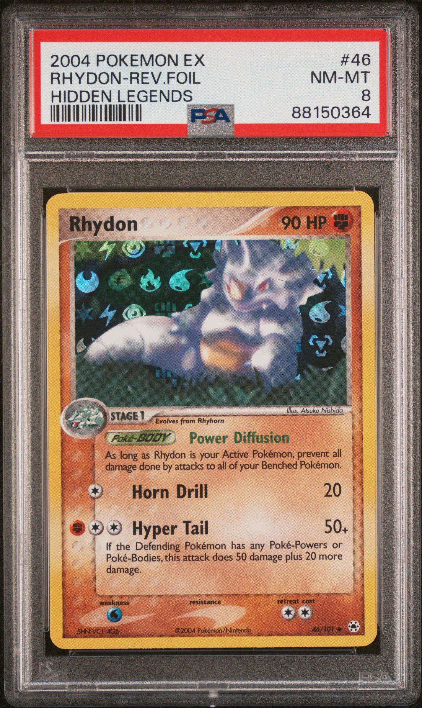 2004 Pokemon Ex Hidden Legends 46 Rhydon-reverse Foil PSA 8
