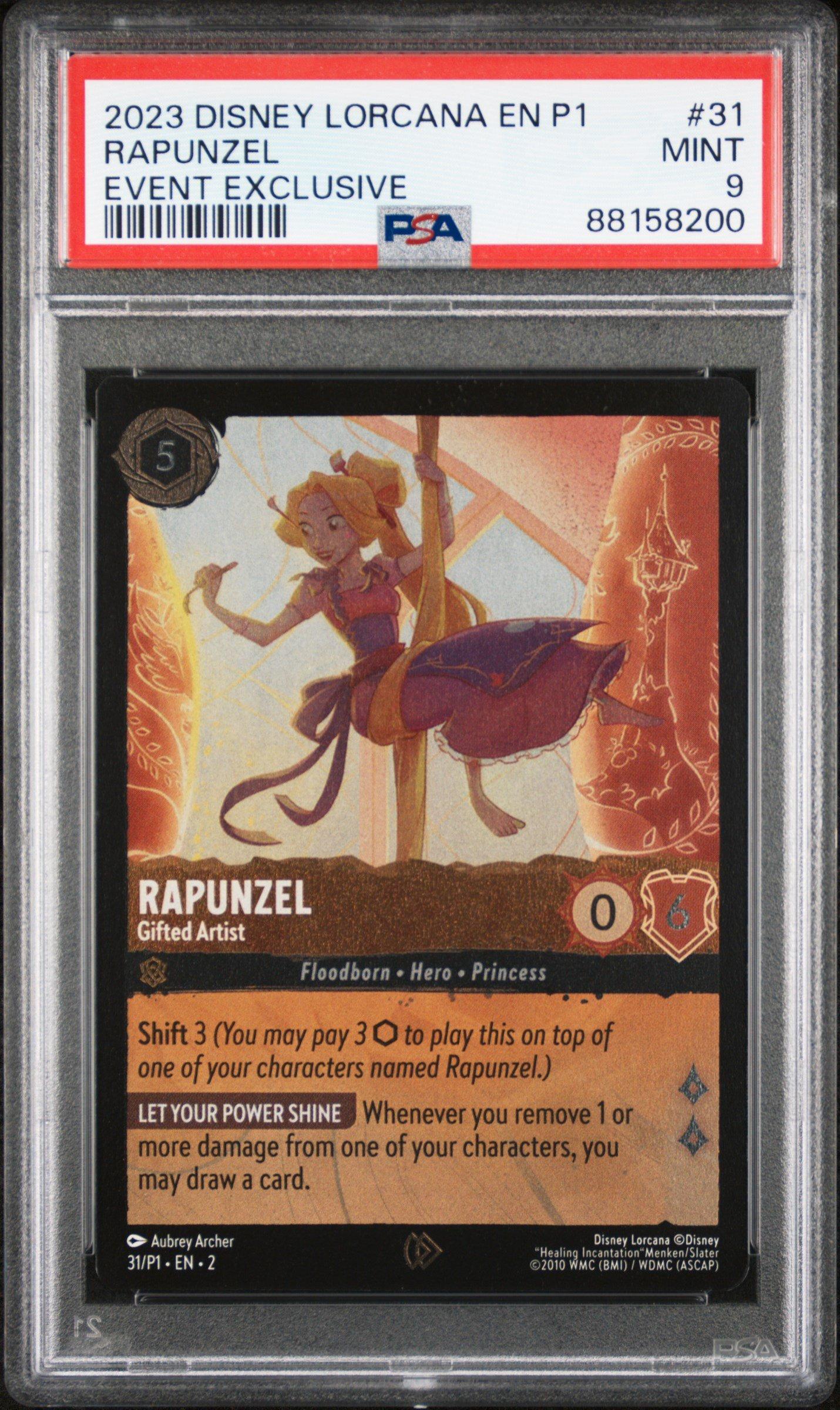 2023 Disney Lorcana En P1-promo 31 Rapunzel - Gifted Artist Event Exclusive PSA 9