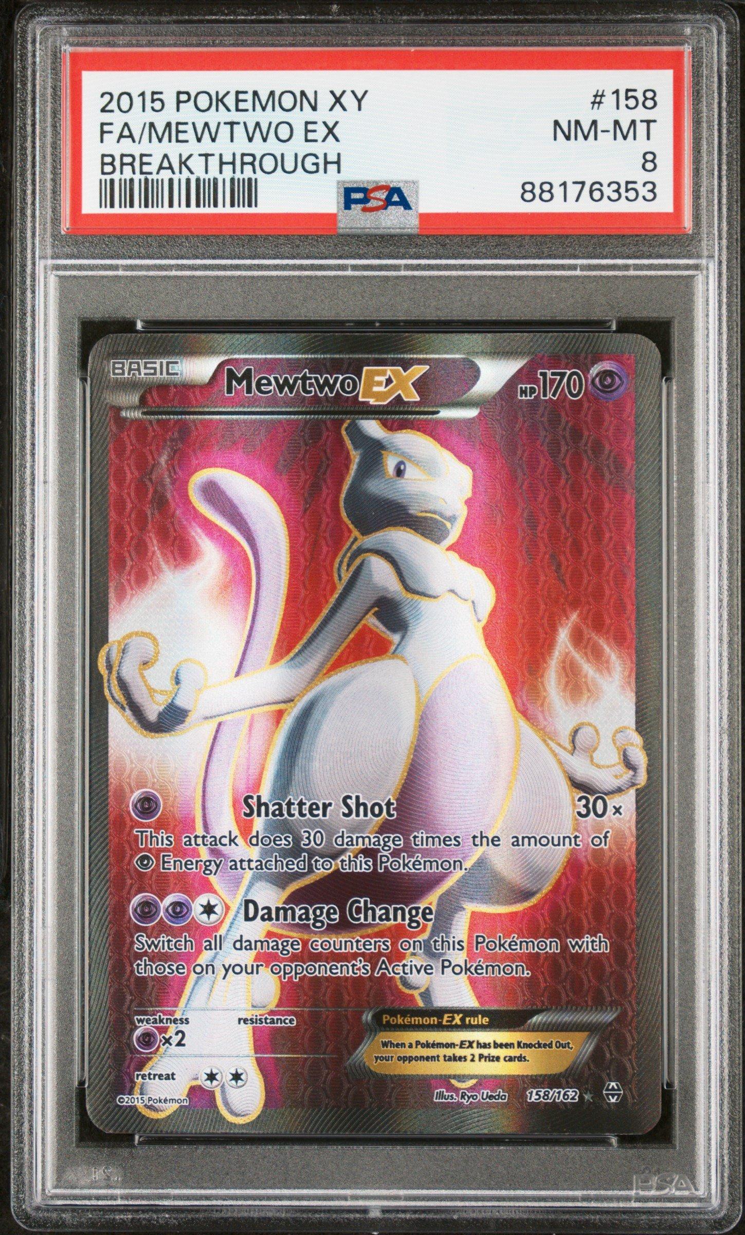 2015 Pokemon Xy Breakthrough 158 Full Art/mewtwo Ex PSA 8 Graded