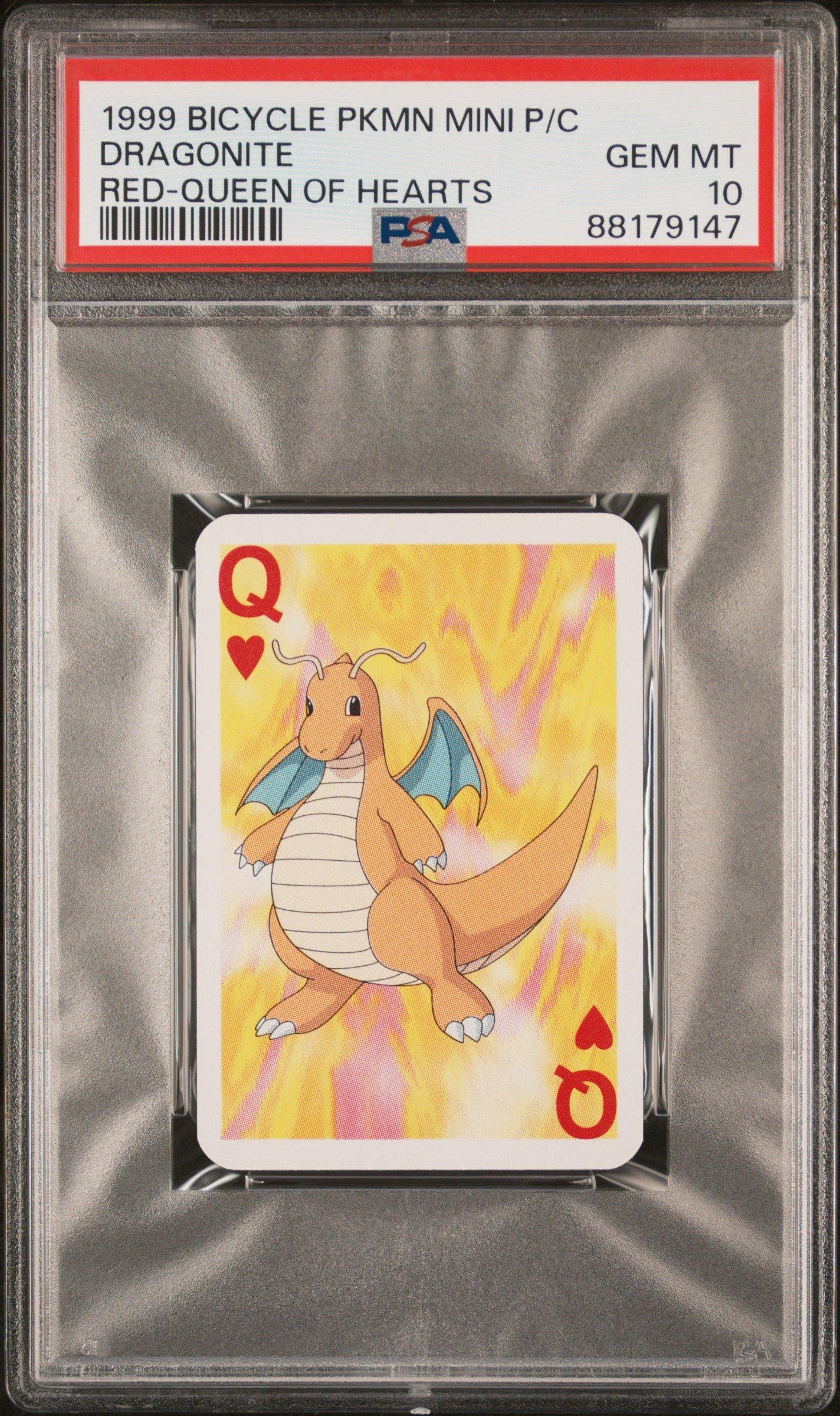 1999 Bicycle Pokemon Mini Playing Cards Red Deck Dragonite Queen Of Hearts  PSA 10 Graded Card | GameStop