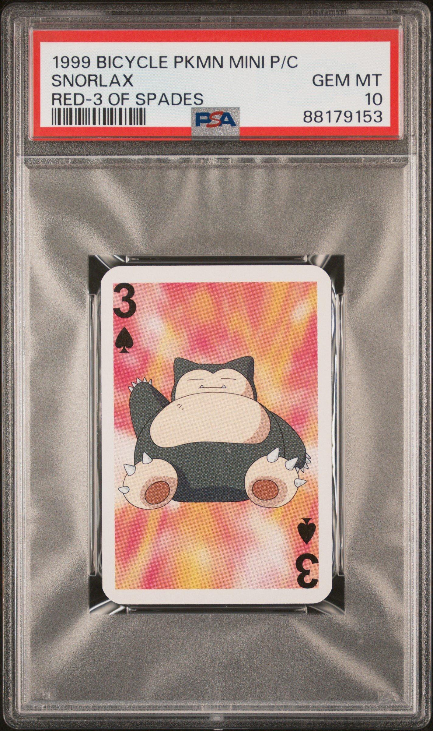 1999 Bicycle Pokemon Mini Playing Cards Red Deck Snorlax 3 Of Spades PSA 10