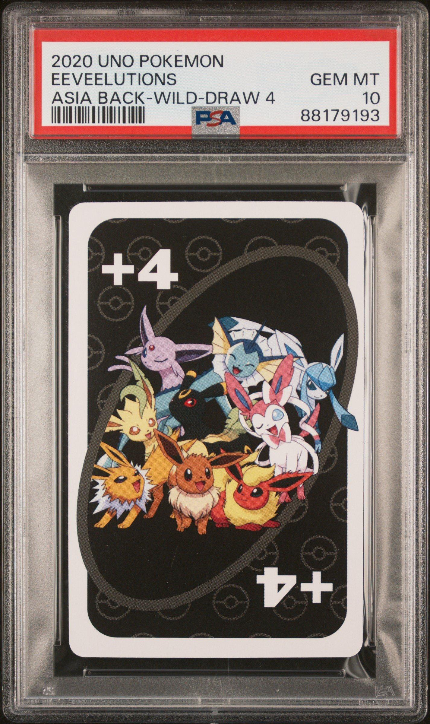 2020 Uno Pokemon Eeveelutions Asia Back-wild-draw 4 PSA 10