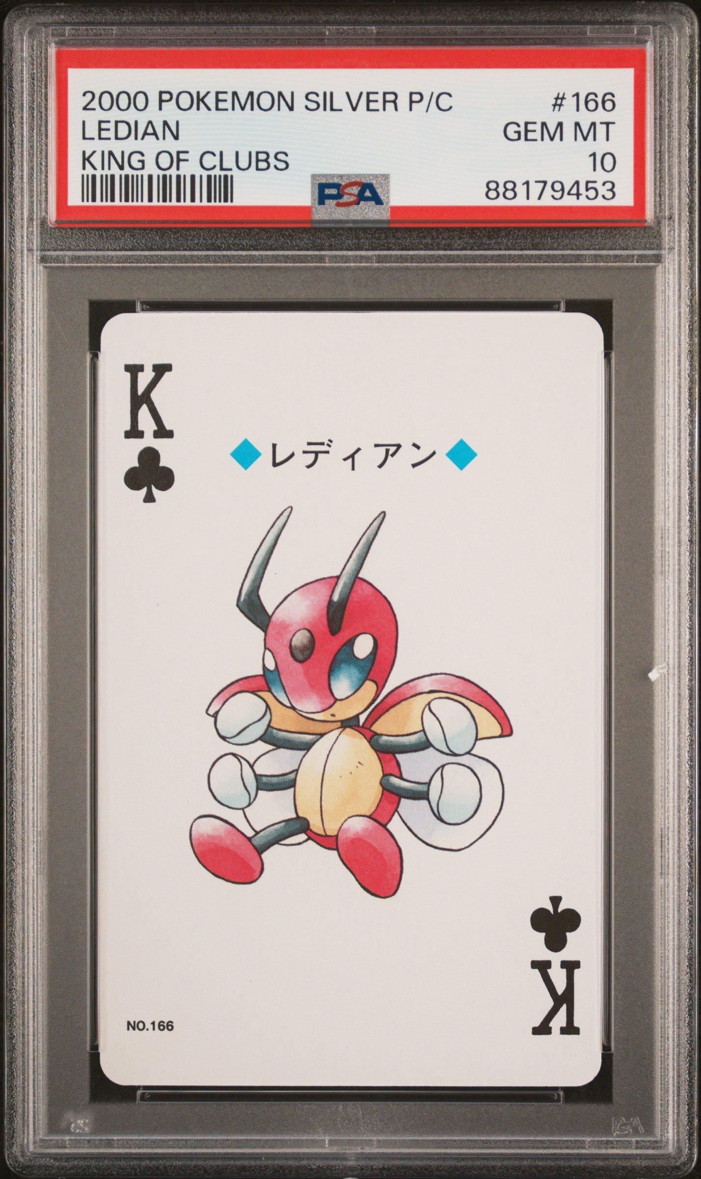 2000 Pokemon Silver Version Playing Cards 166 Ledian King Of Clubs PSA 10