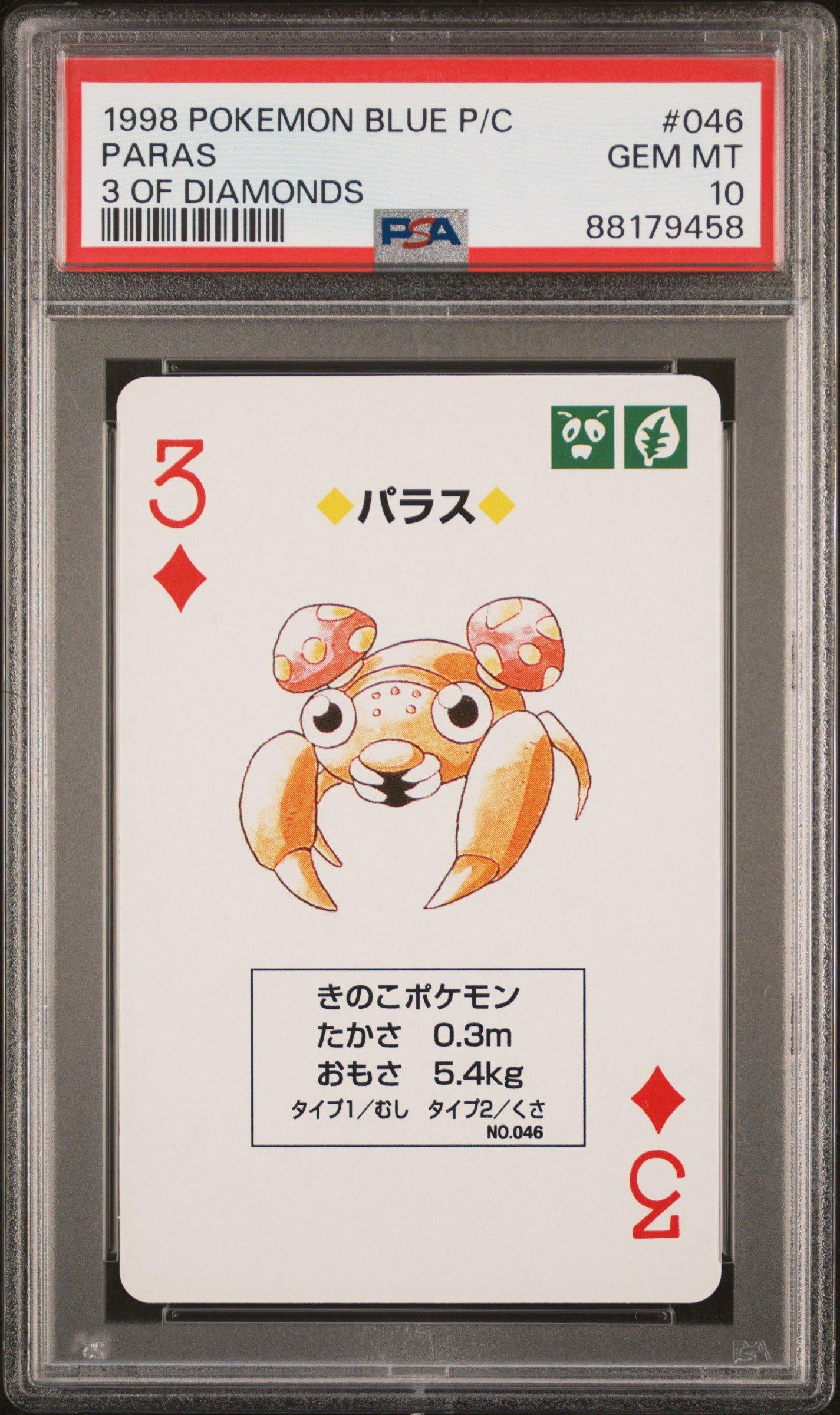 1998 Pokemon Blue Version Playing Cards 046 Paras 3 Of Diamonds PSA 10  Graded Card | GameStop