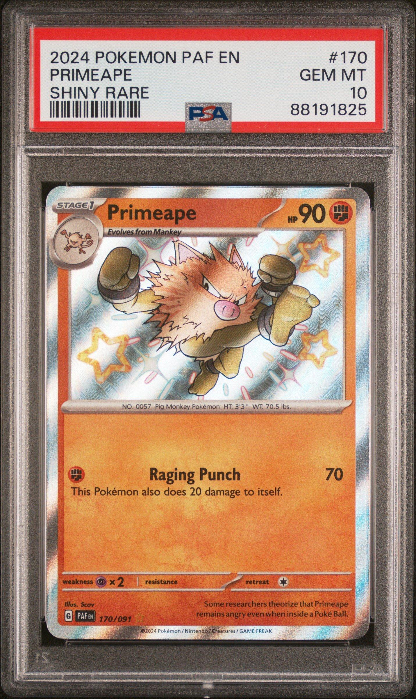 2024 Pokemon Paf En-paldean Fates 170 Primeape Shiny Rare PSA 10