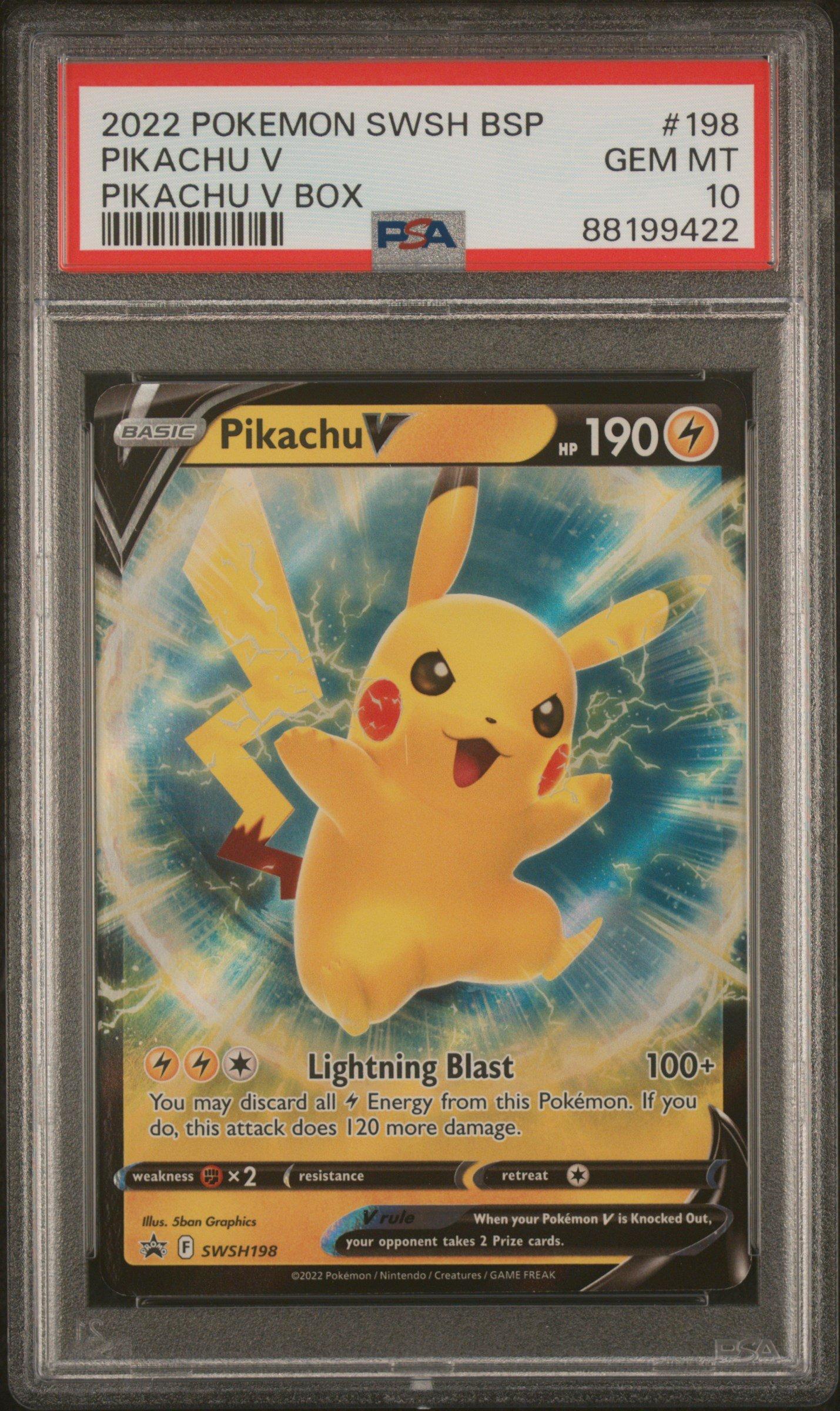 2022 Pokemon Swsh Black Star Promo 198 Pikachu V Pikachu V Box PSA