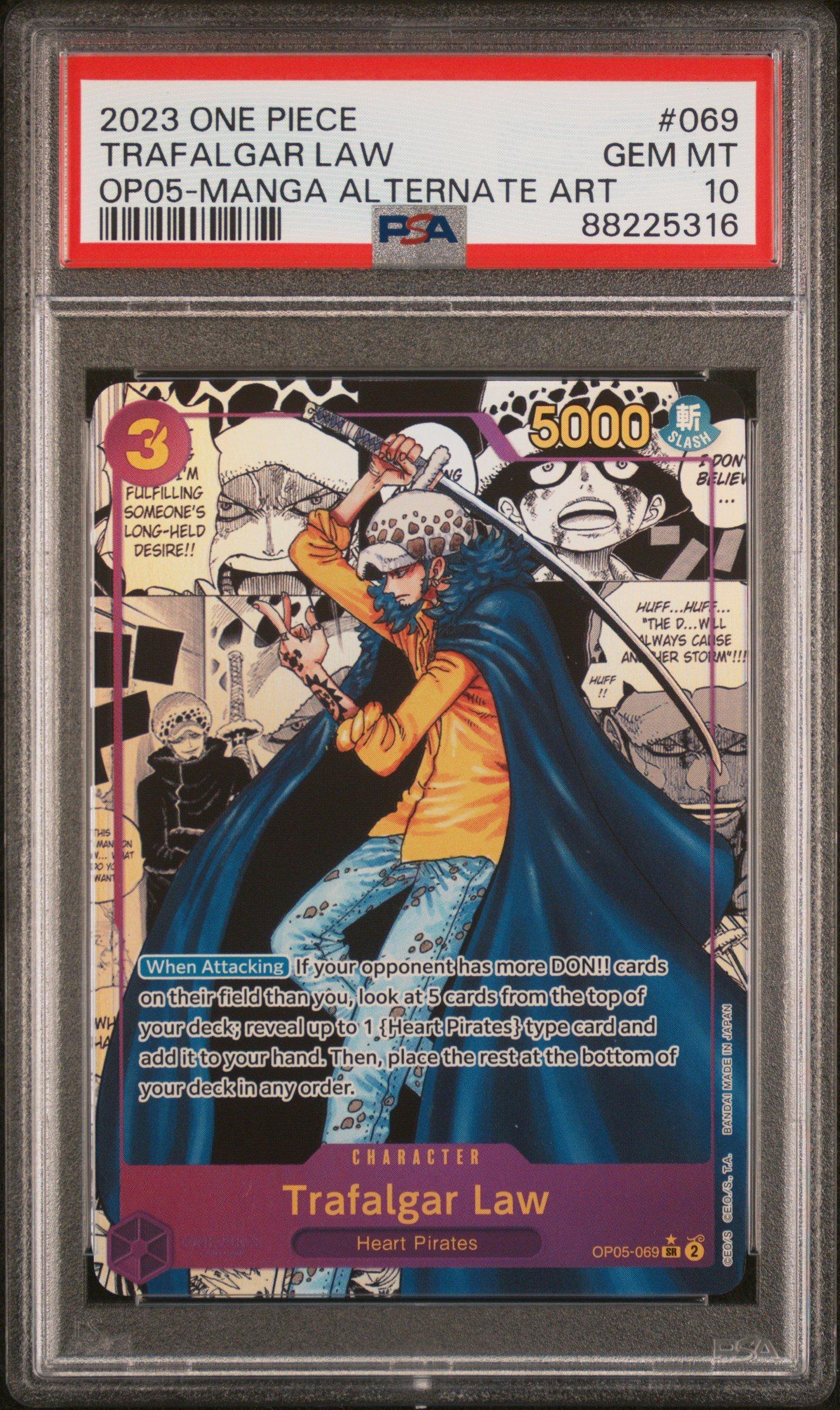 2023 One Piece Op05-awakening Of The New Era 069 Trafalgar Law Manga Alternate Art PSA 10