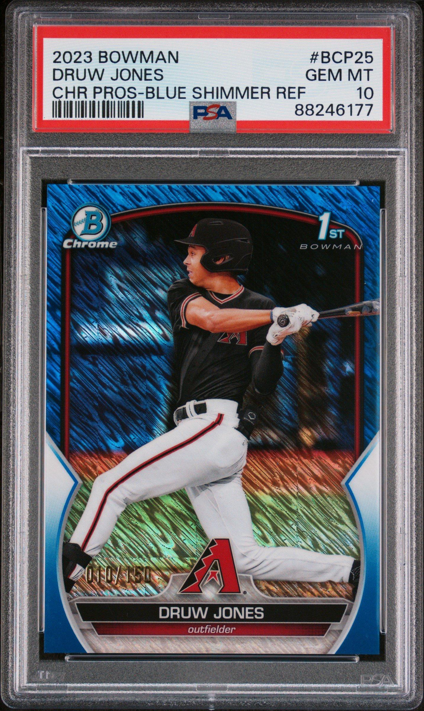 2023 Bowman Chrome Prospects Bcp25 Druw Jones Blue Shimmer PSA 10