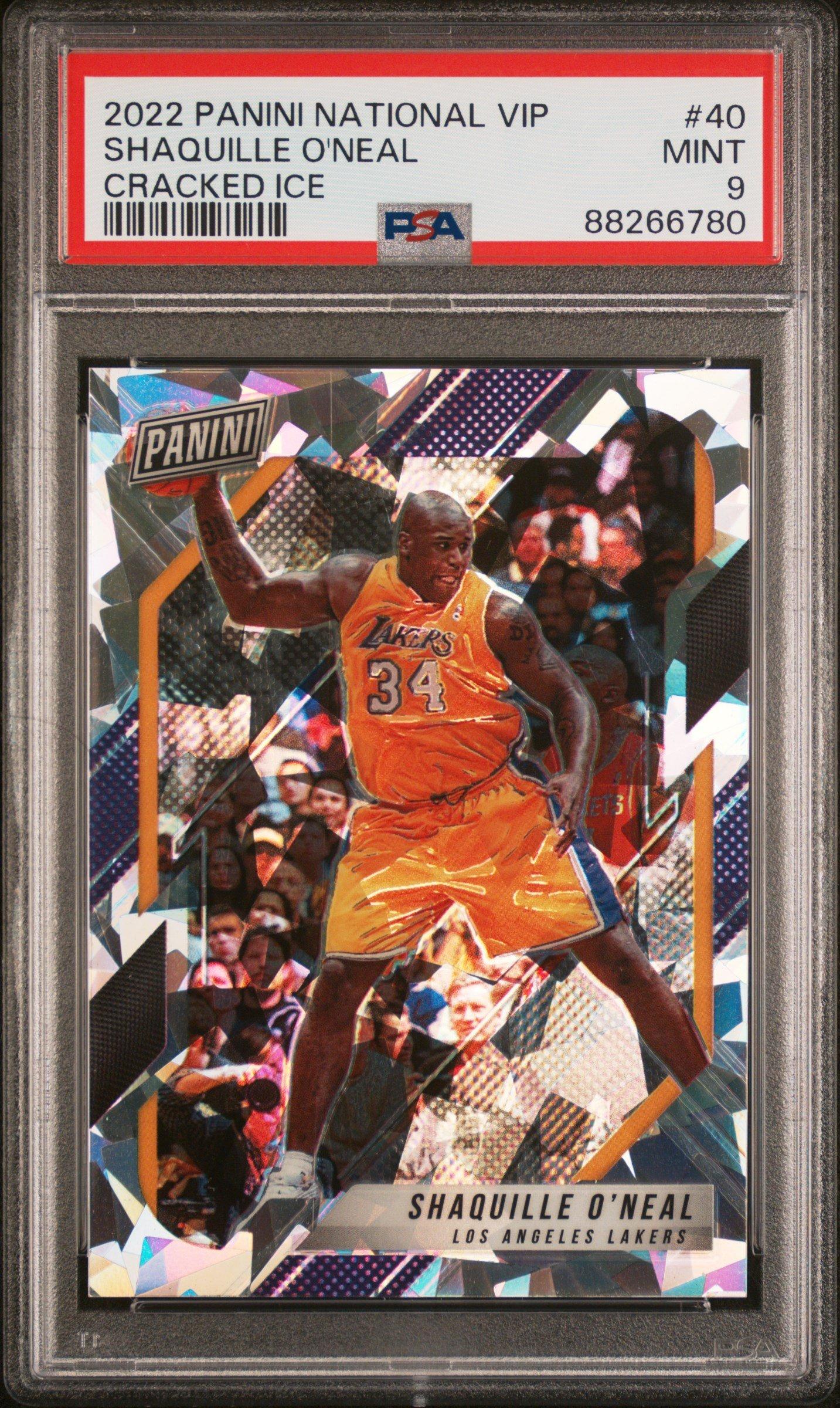 2022 Panini National Vip 40 Shaquille O'neal Cracked Ice PSA 9