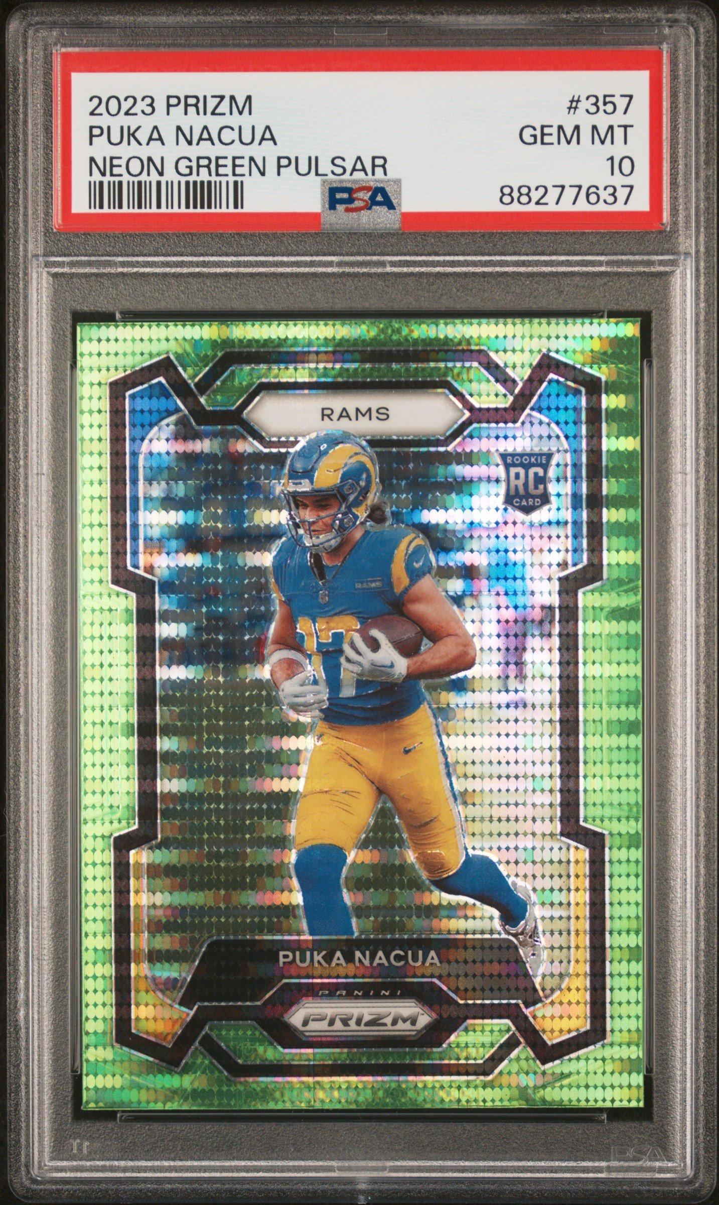 2023 Panini Prizm 357 Puka Nacua Neon Green Pulsar PSA 10 Graded