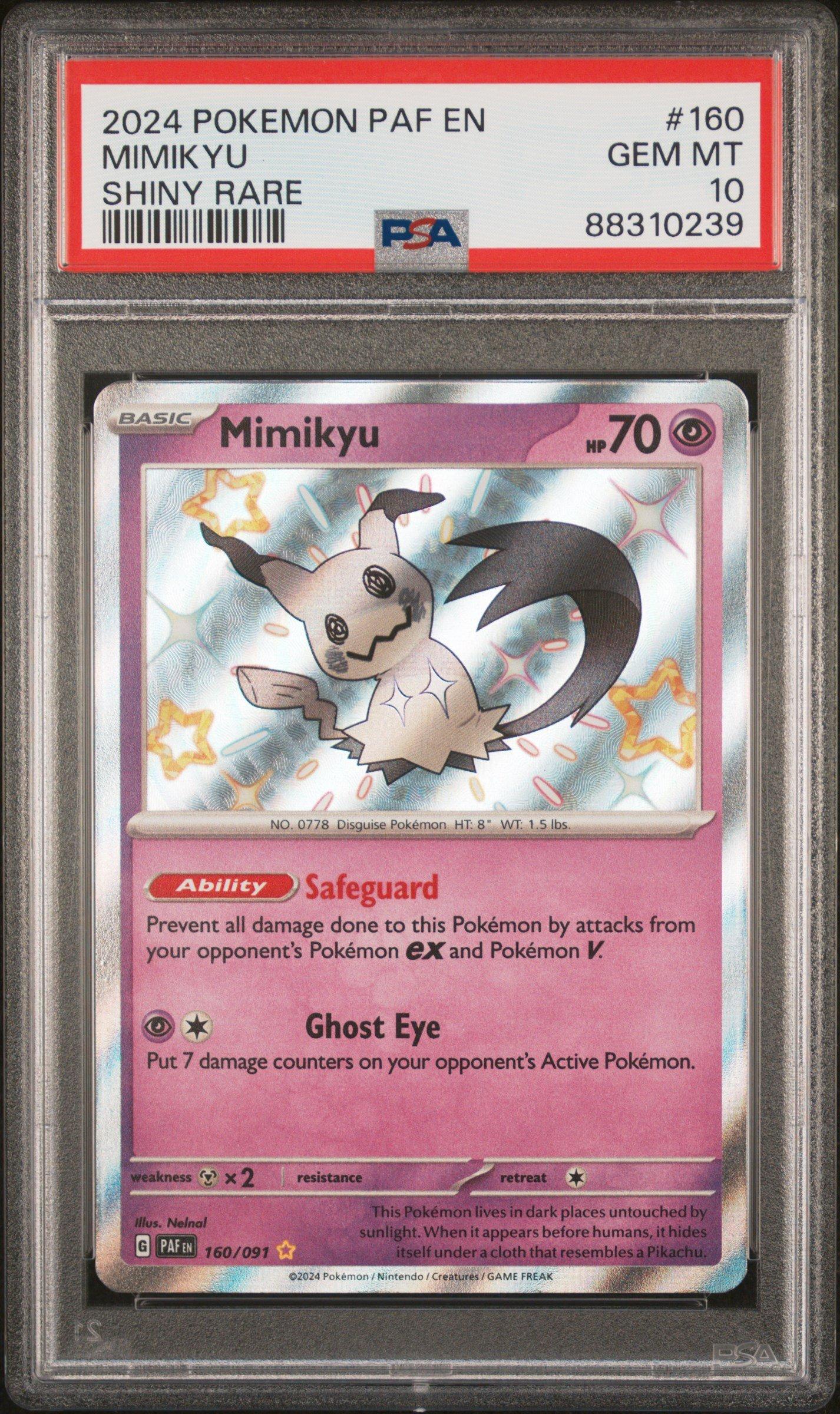 2024 Pokemon Paf En-paldean Fates 160 Mimikyu Shiny Rare PSA 10