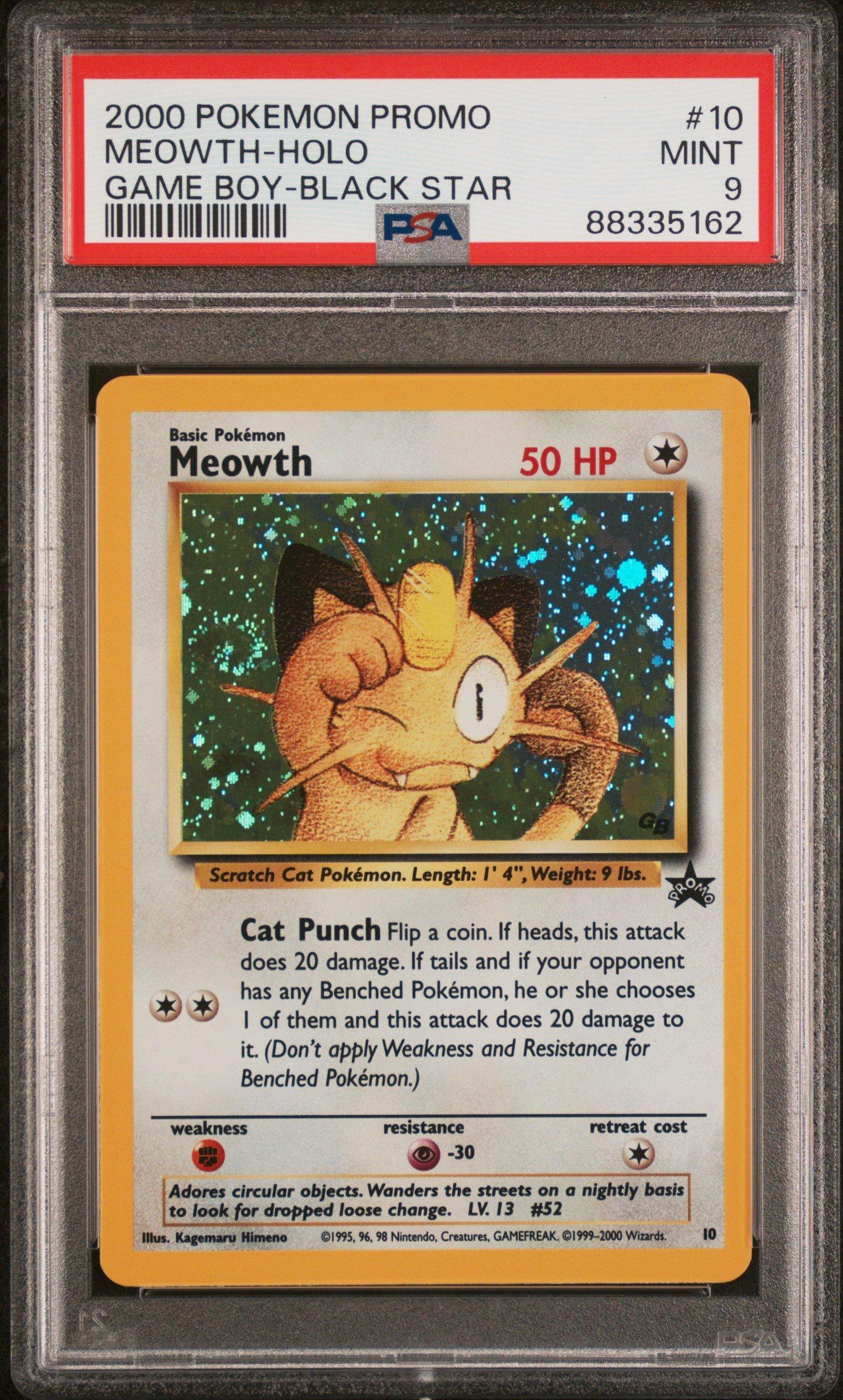 pokemon 2000 promo cards Black Star 10 Meowth-holo Game Boy PSA 9 Graded Card the Defending Pokemon is now Paralyzed Pokemon New Year Present Fan