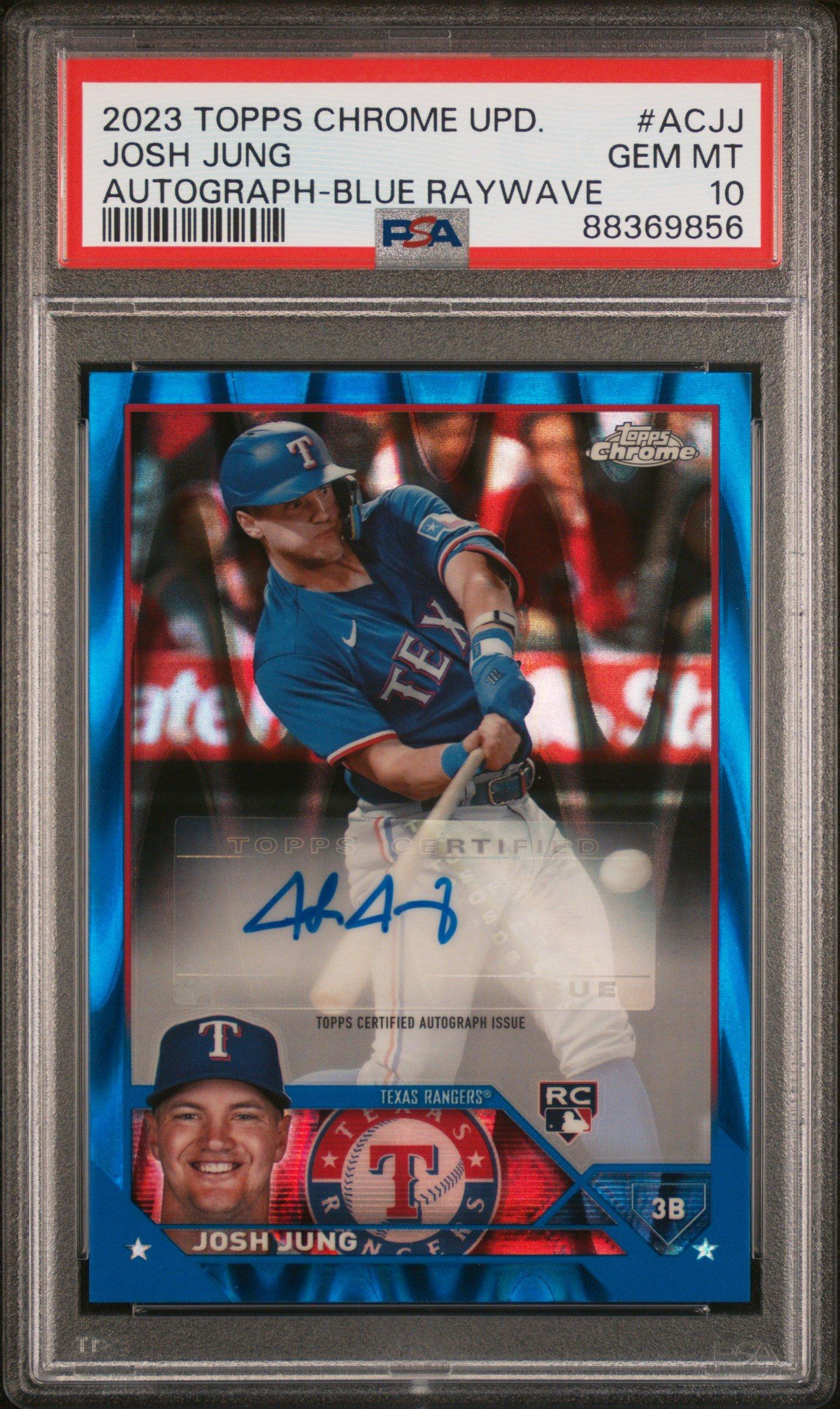 2023 Topps Chrome Update Autograph Acjj Josh Jung Blue Raywave Refractor PSA 10