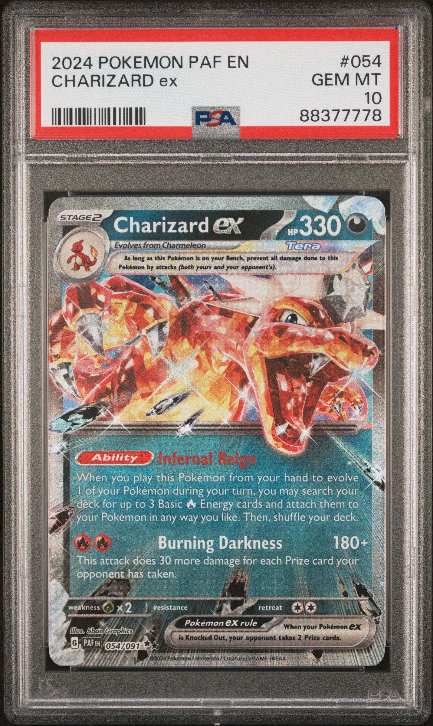 2024 Pokemon Paf En-paldean Fates 054 Charizard Ex PSA 10 Graded