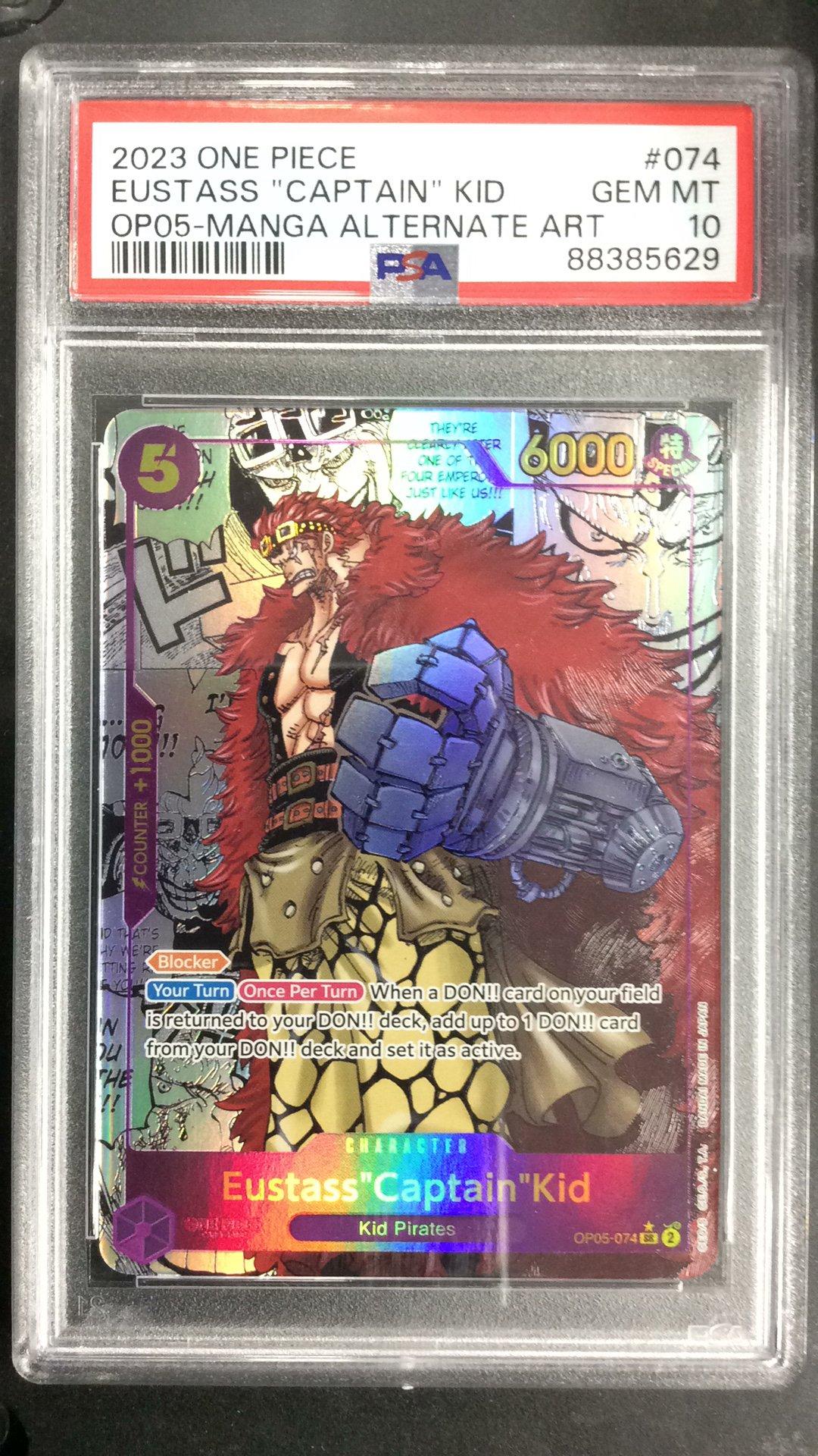 2023 One Piece Op05-awakening Of The New Era 074 Eustass "captain" Kid Manga Alternate Art PSA 10