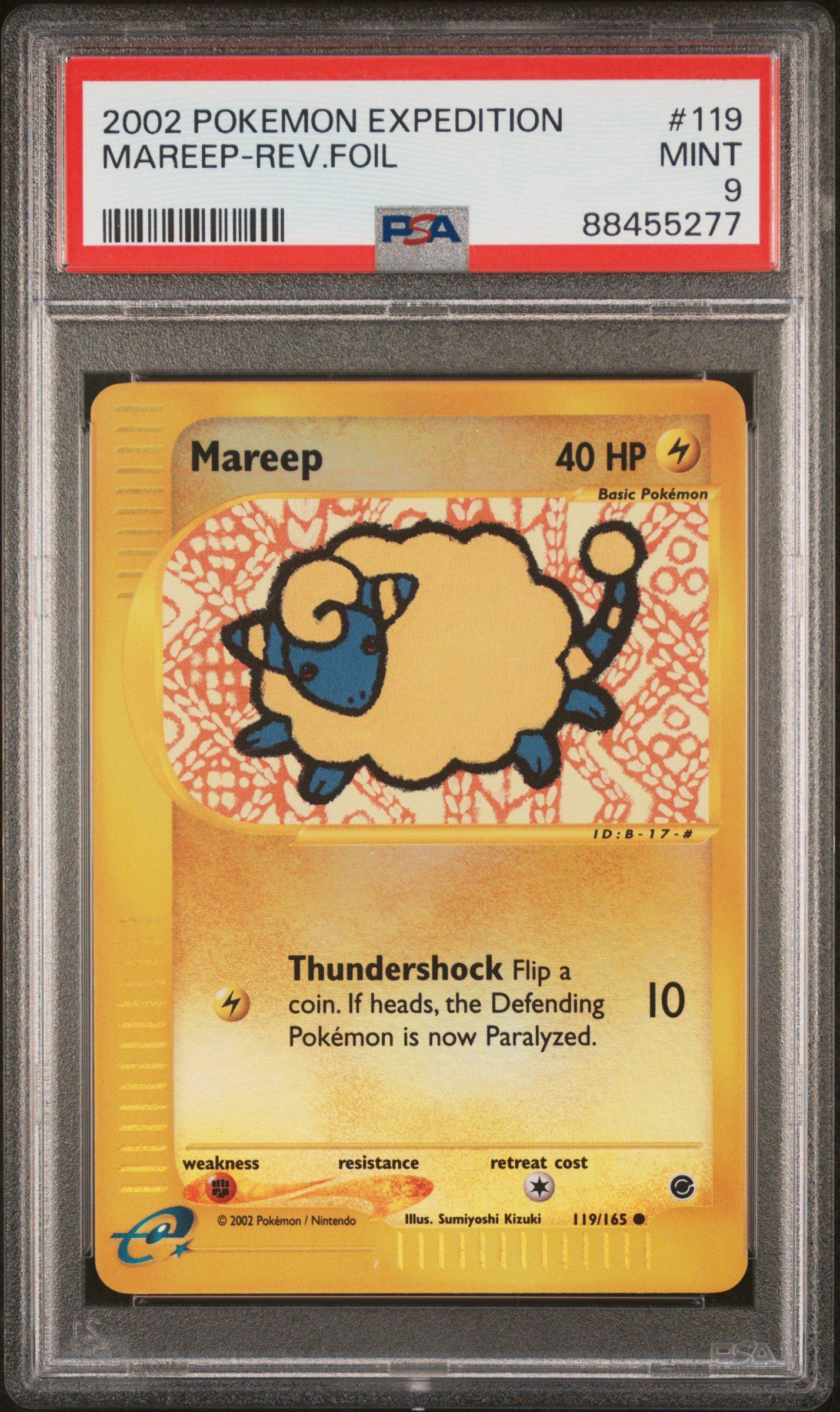 2002 Pokemon Expedition 119 Mareep-reverse Foil PSA 9 Graded Card